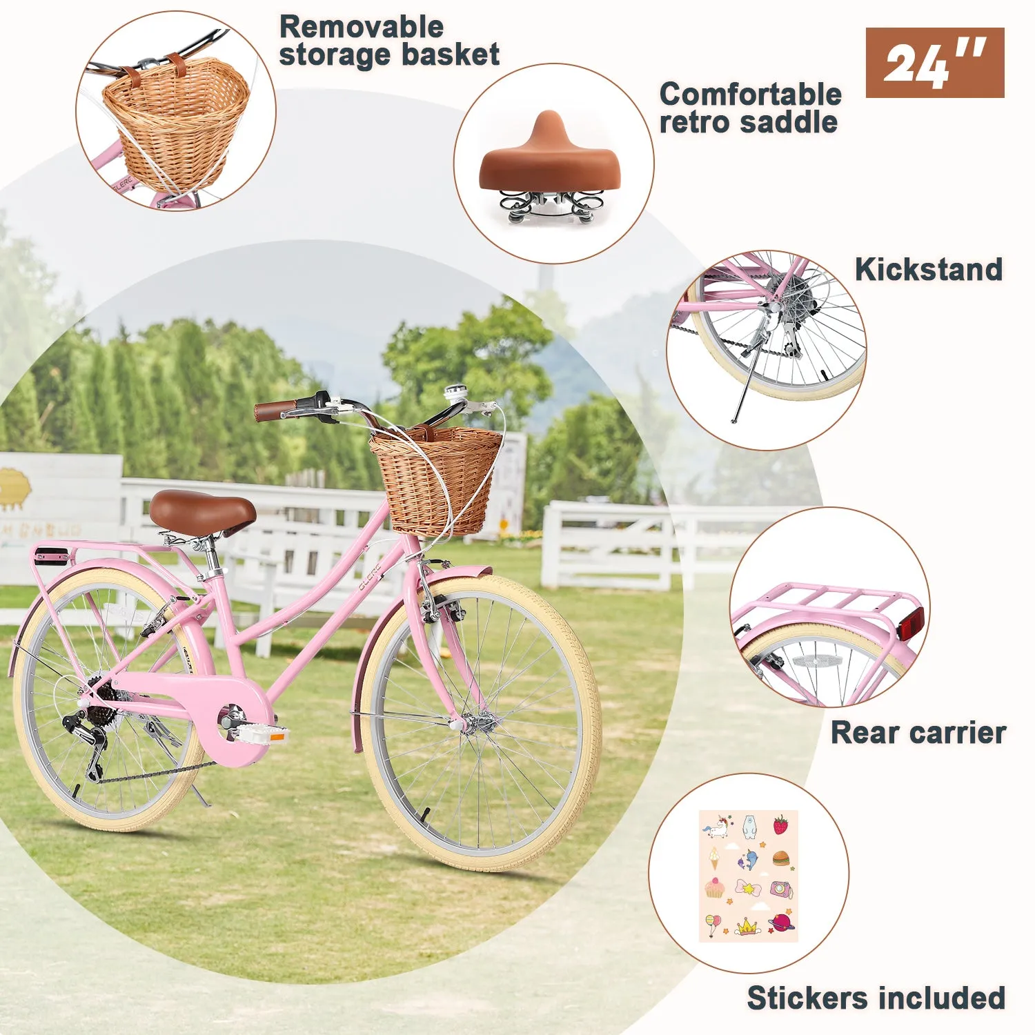 24" Hybrid Bike for Girls and Women-Sissi