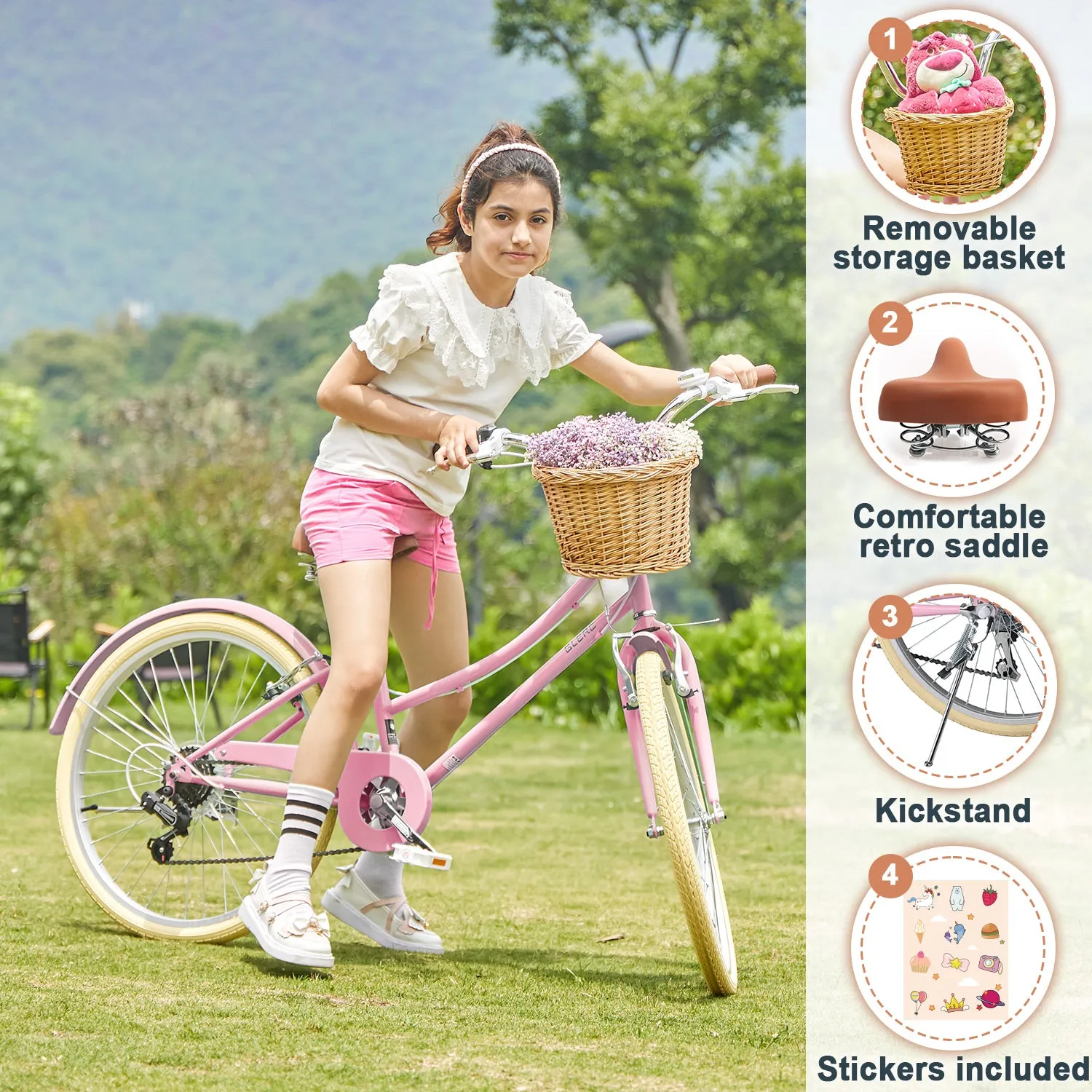 24" Hybrid Bike for Girls and Women-Sissi