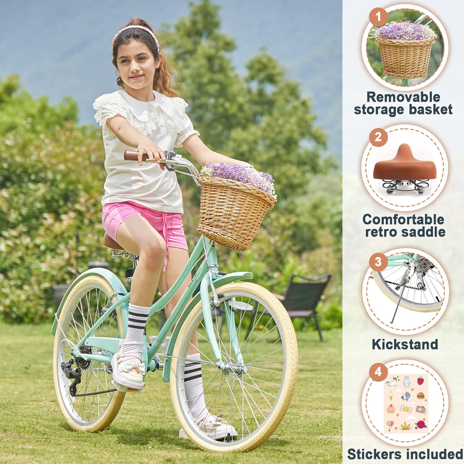 24" Hybrid Bike for Girls and Women-Sissi