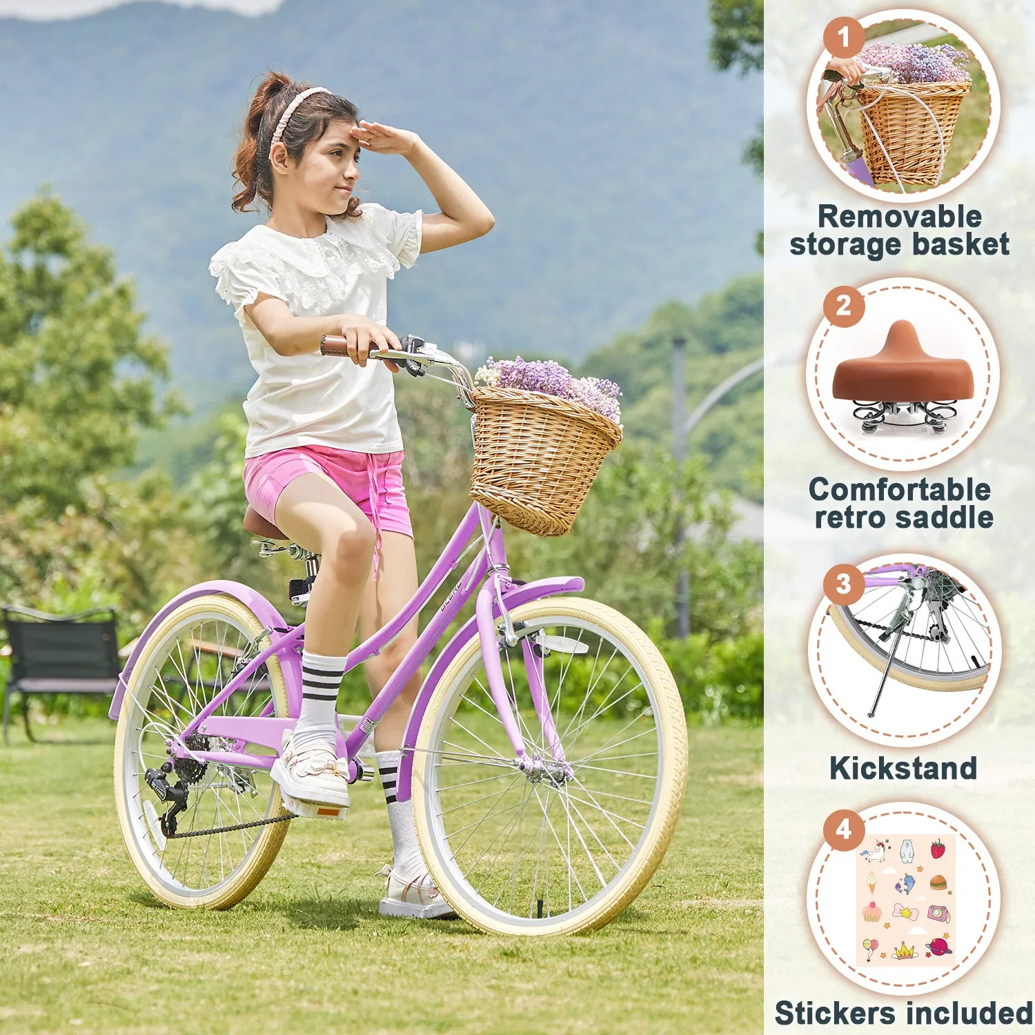 24" Hybrid Bike for Girls and Women-Sissi