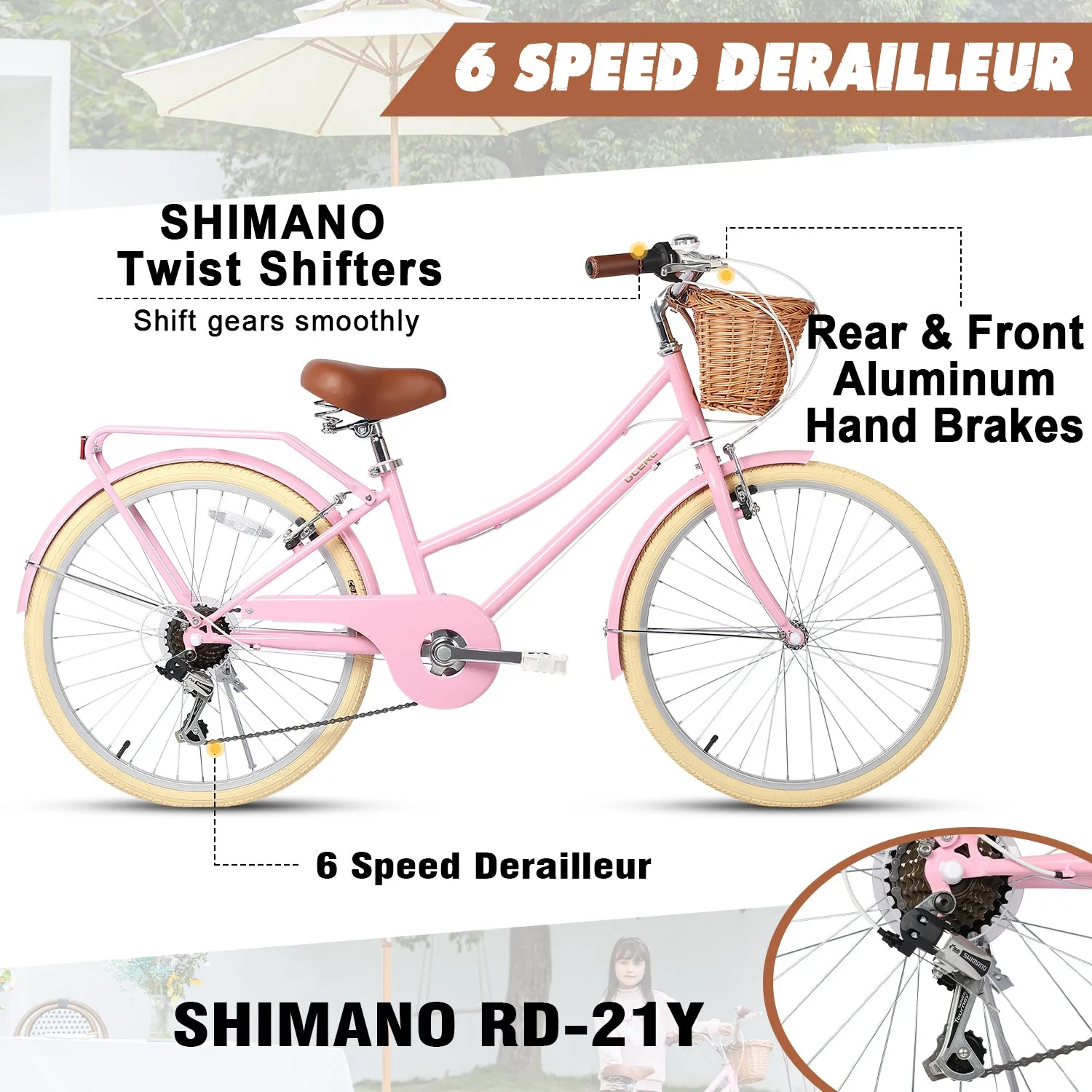 24" Hybrid Bike for Girls and Women-Sissi