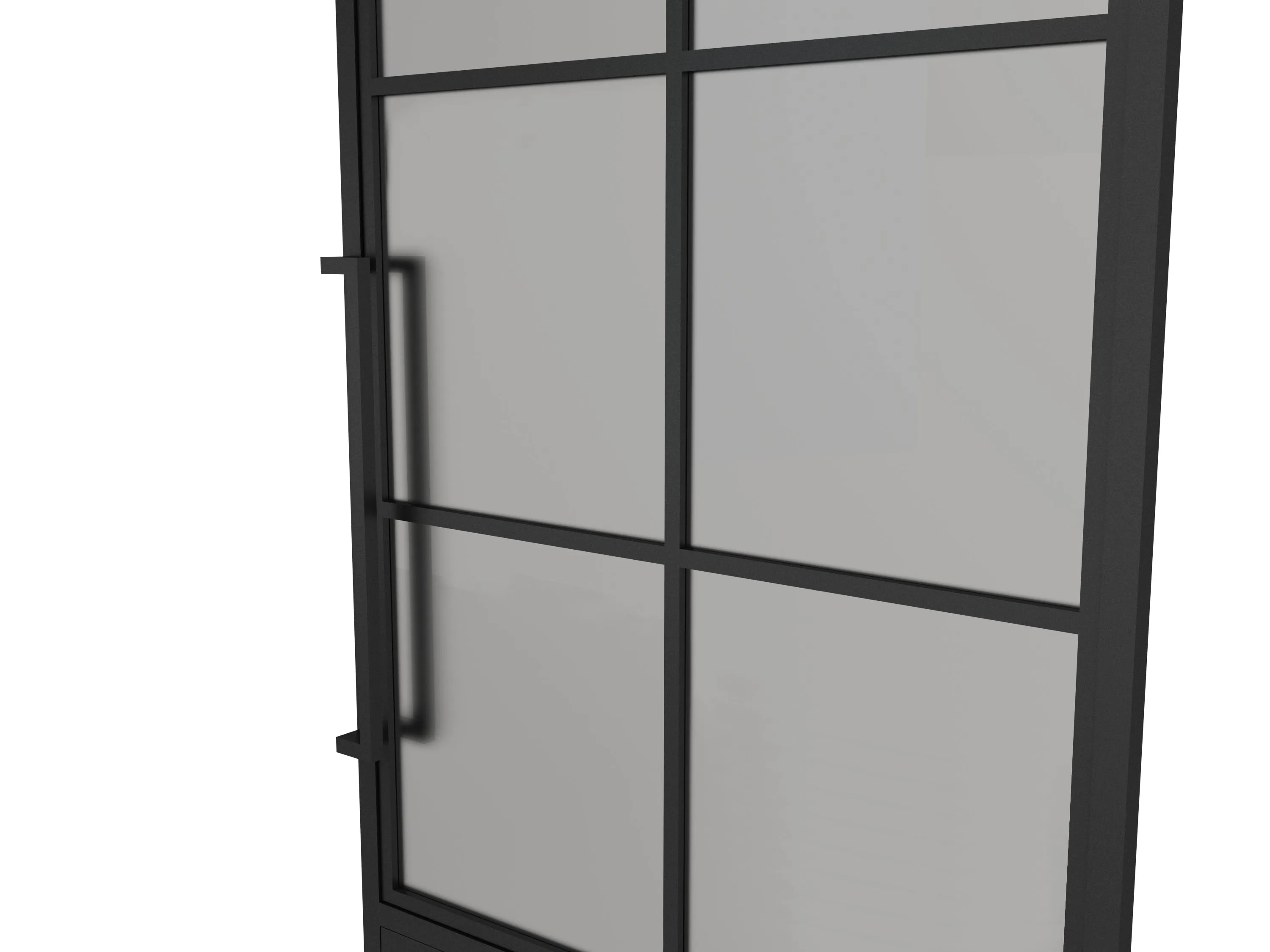 36 in. x 84 in. Right-Hand 6 Lite Frost Glass Black Steel Single Prehung Interior Door with Door Handle