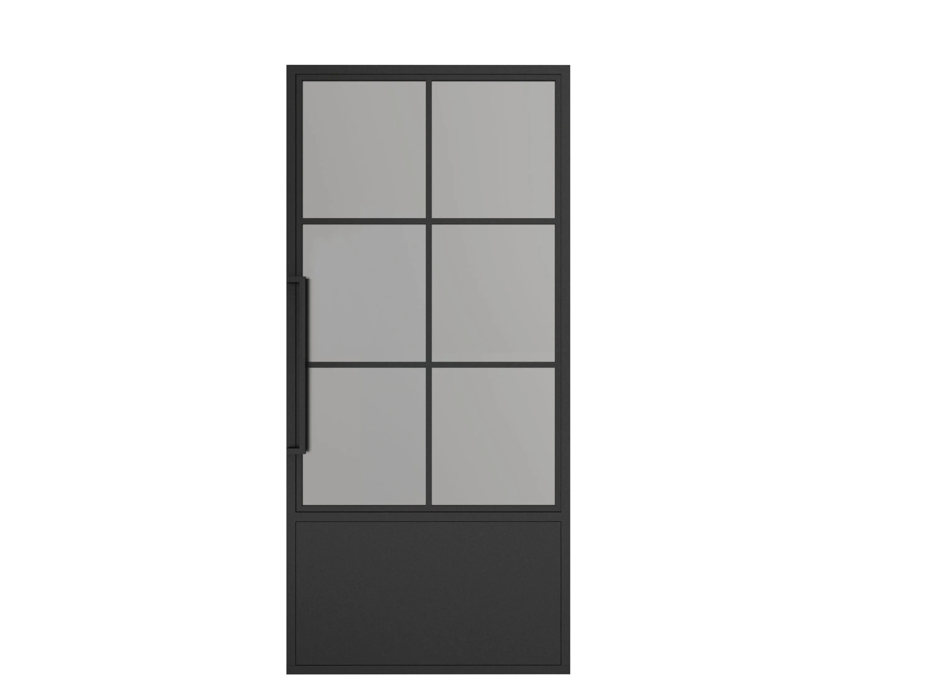 36 in. x 84 in. Right-Hand 6 Lite Frost Glass Black Steel Single Prehung Interior Door with Door Handle