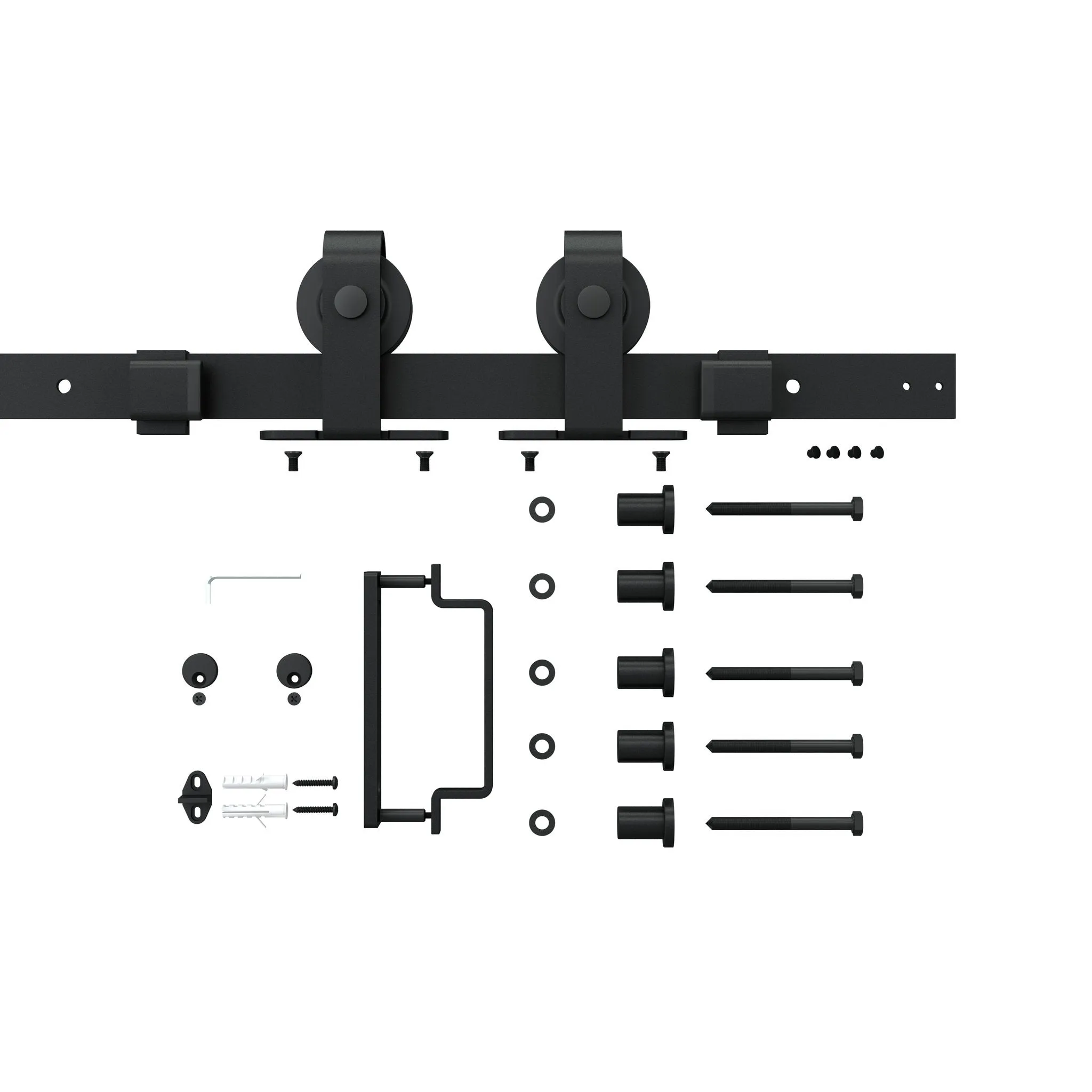 37 in. x 84 in. 3-Lite Tempered Frosted Glass Barn Door Steel Frame Sliding Hardware Kit and Door Handle