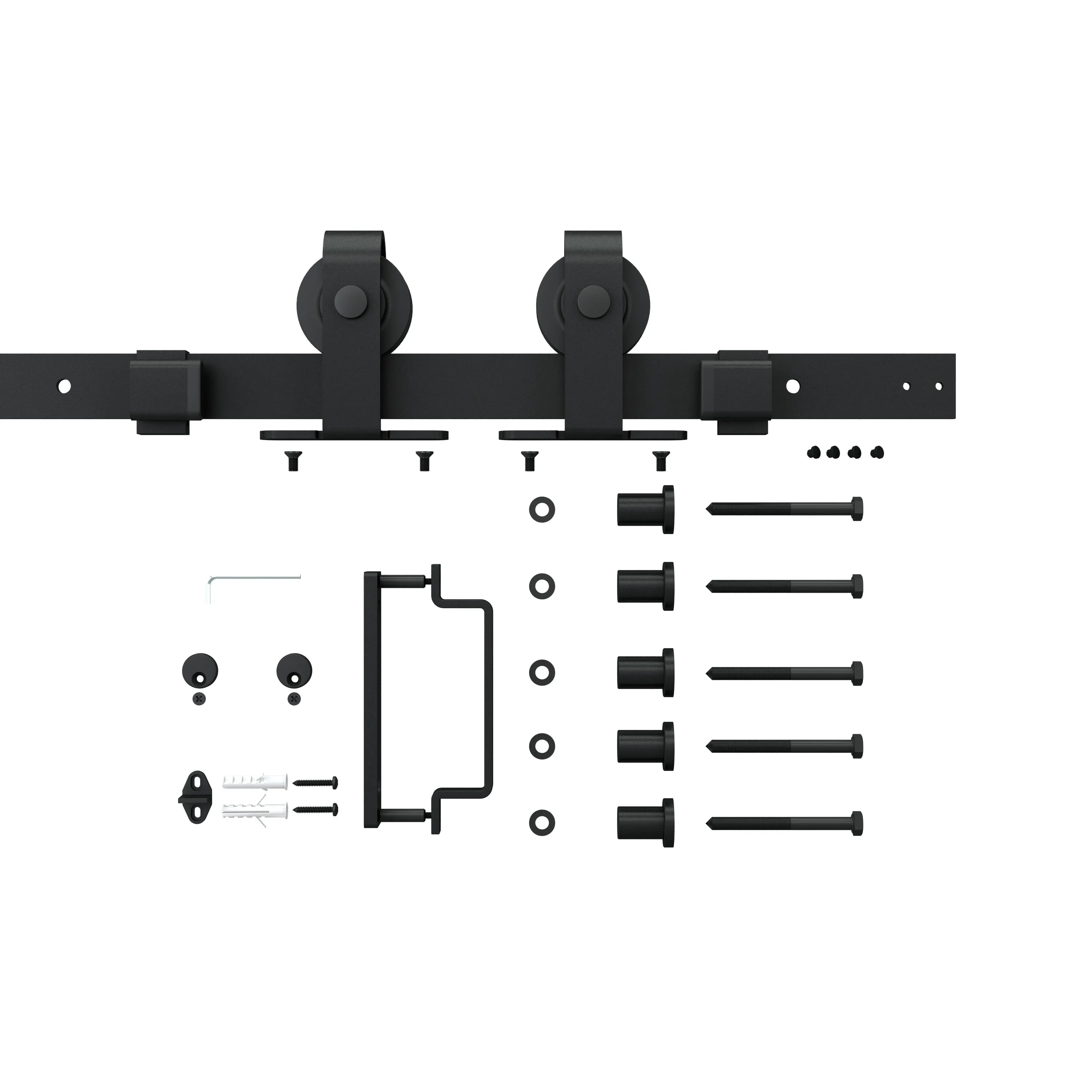 37 in. x 84 in. 3-Lite Tempered Glass Barn Door Steel Frame Sliding Hardware Kit and Door Handle