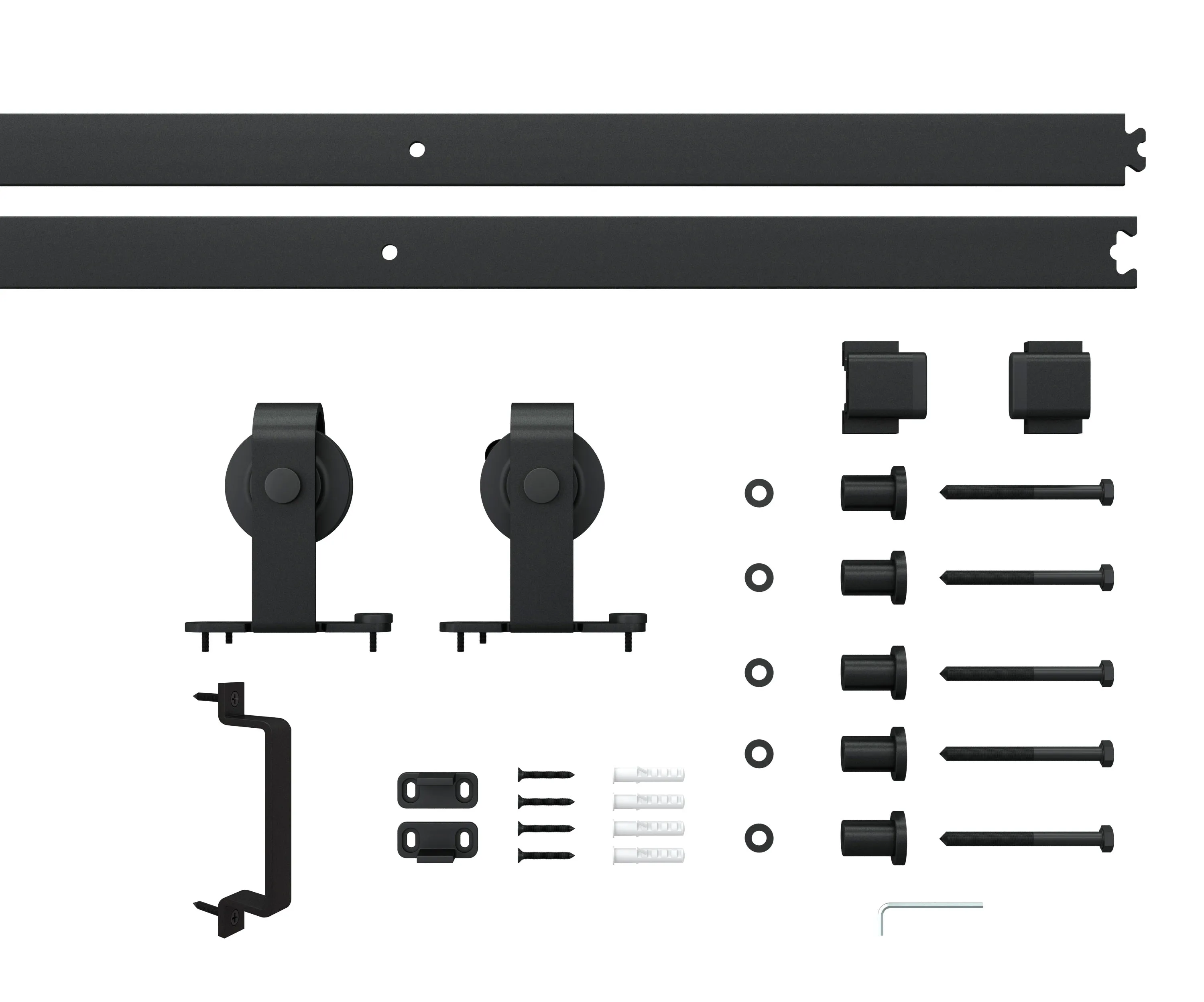 84 in. x 36 in. 2-Lite Tempered Glass Barn Door Steel Frame Sliding Hardware Kit and Door Handle