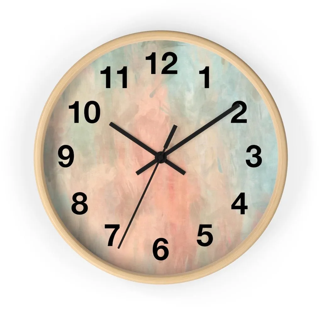 Abstract 10" Wood Wall Clock | Peach Pink Mint Blue