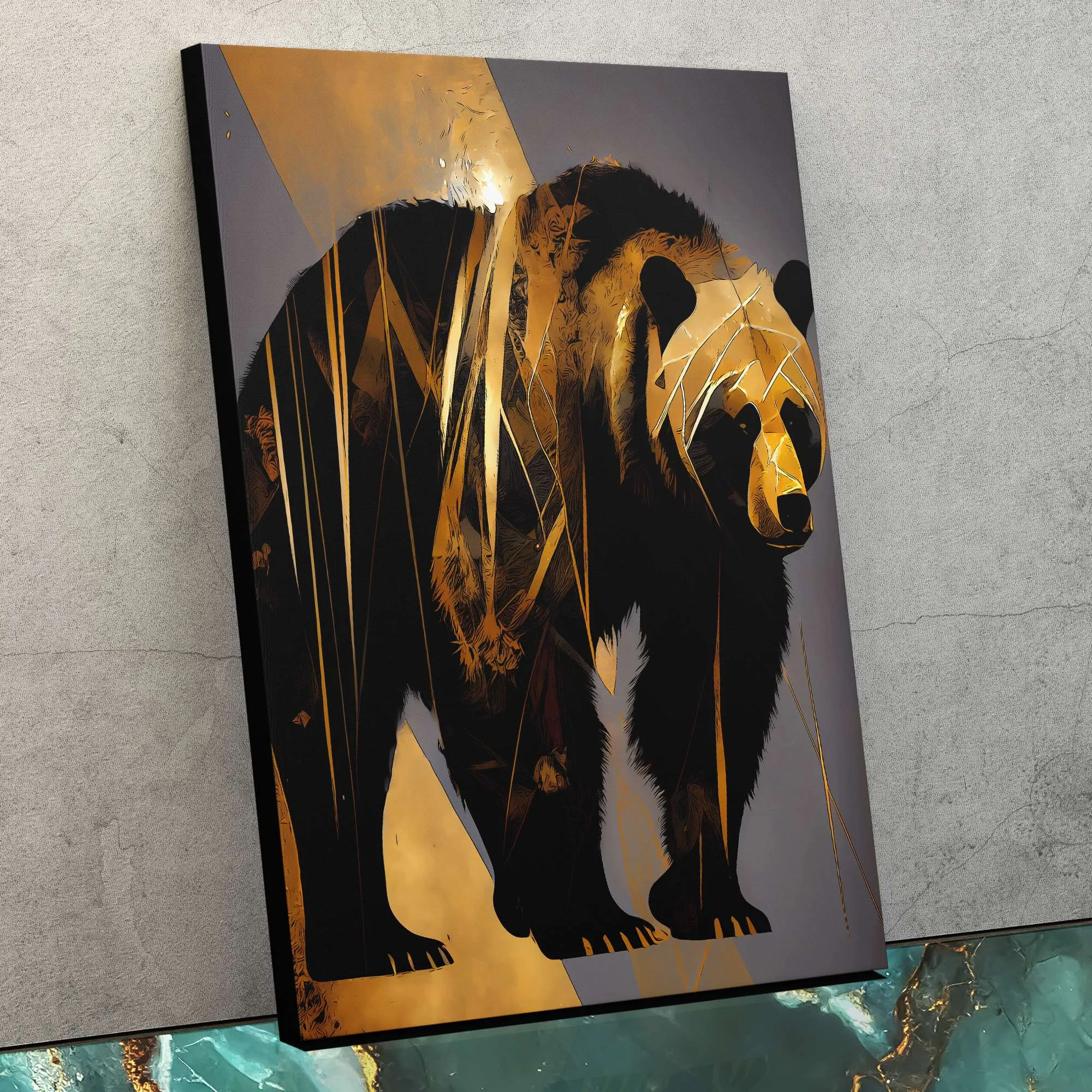 Abstract Black Gold Bear