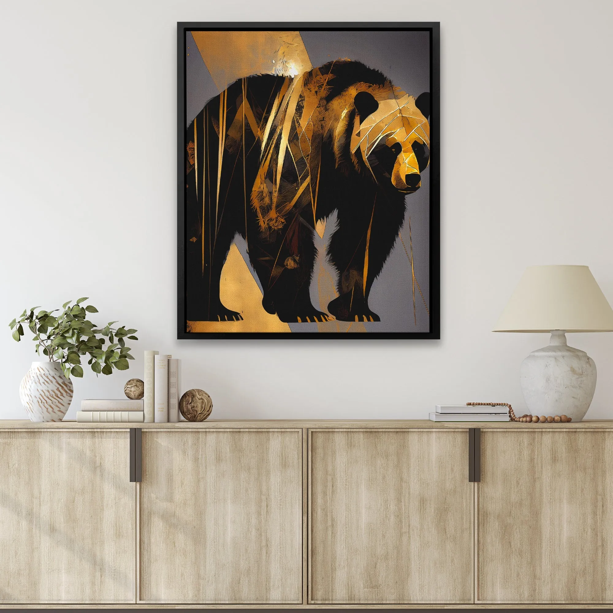 Abstract Black Gold Bear