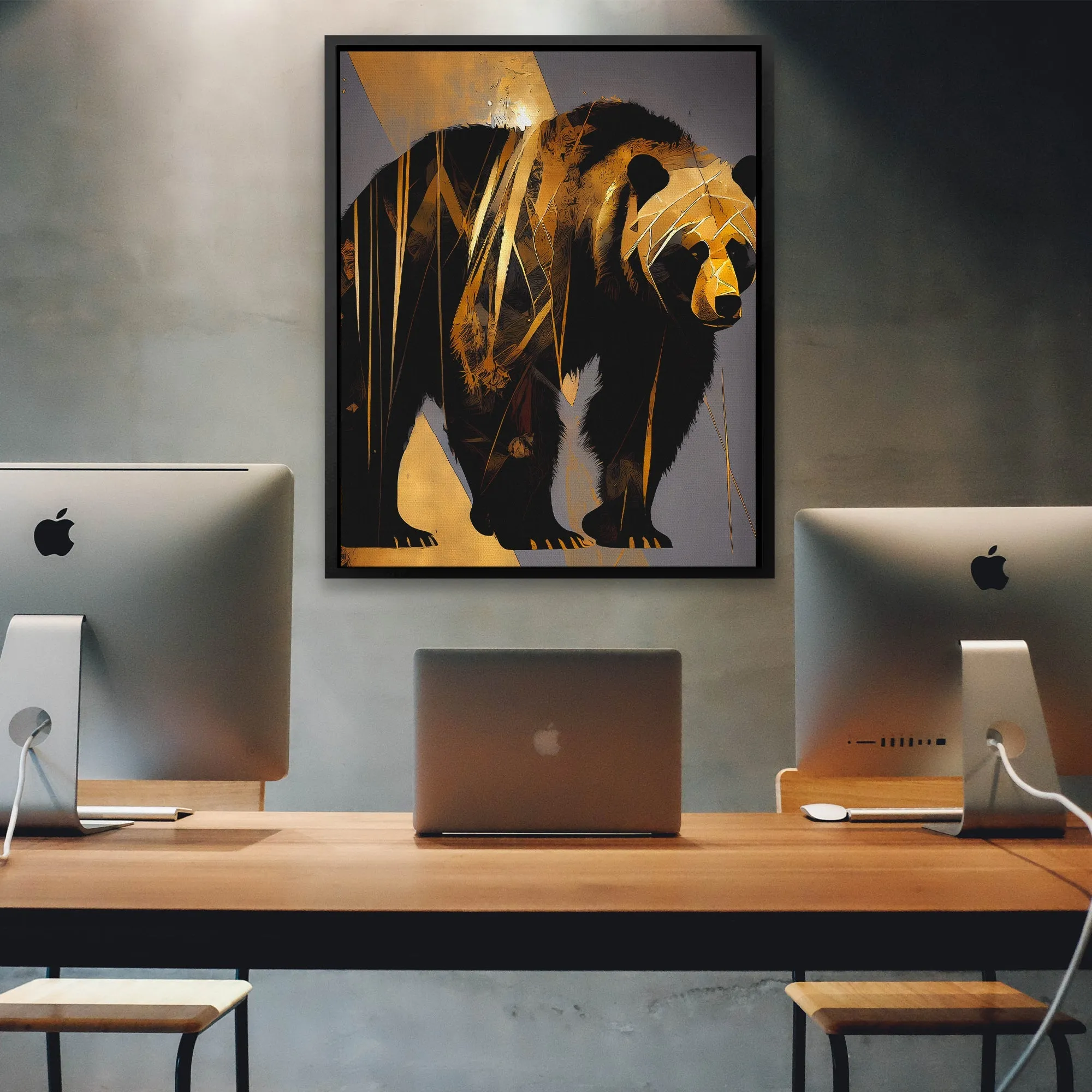 Abstract Black Gold Bear