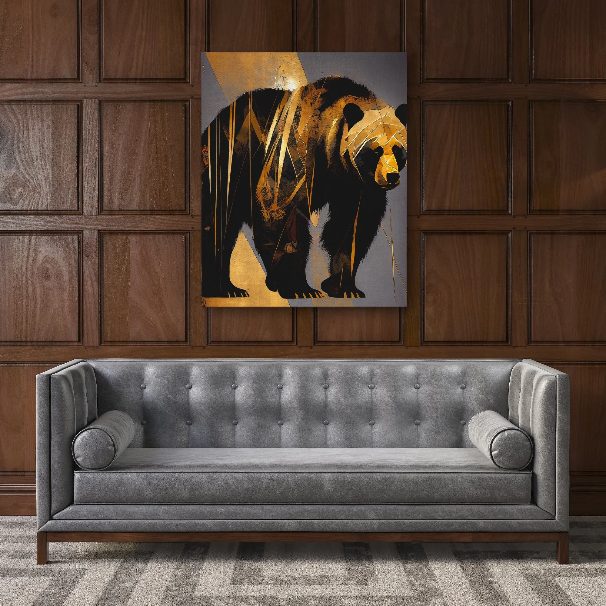 Abstract Black Gold Bear