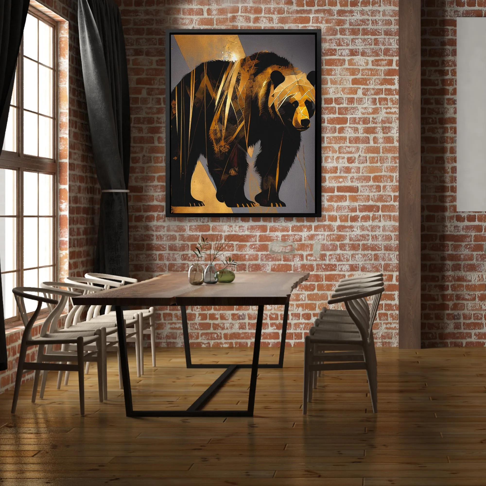 Abstract Black Gold Bear