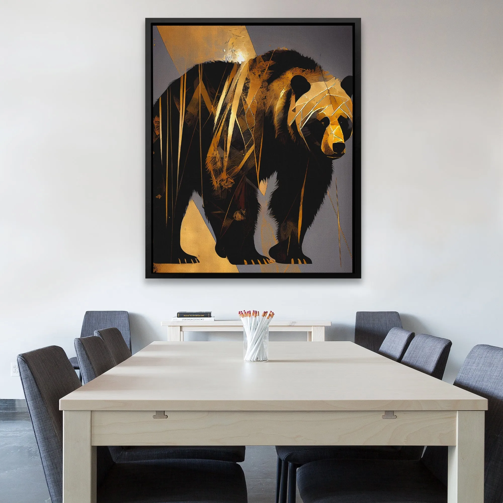 Abstract Black Gold Bear