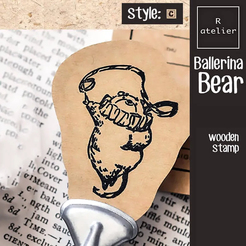 Ballerina Bear Scrapbooking Wooden Stamps