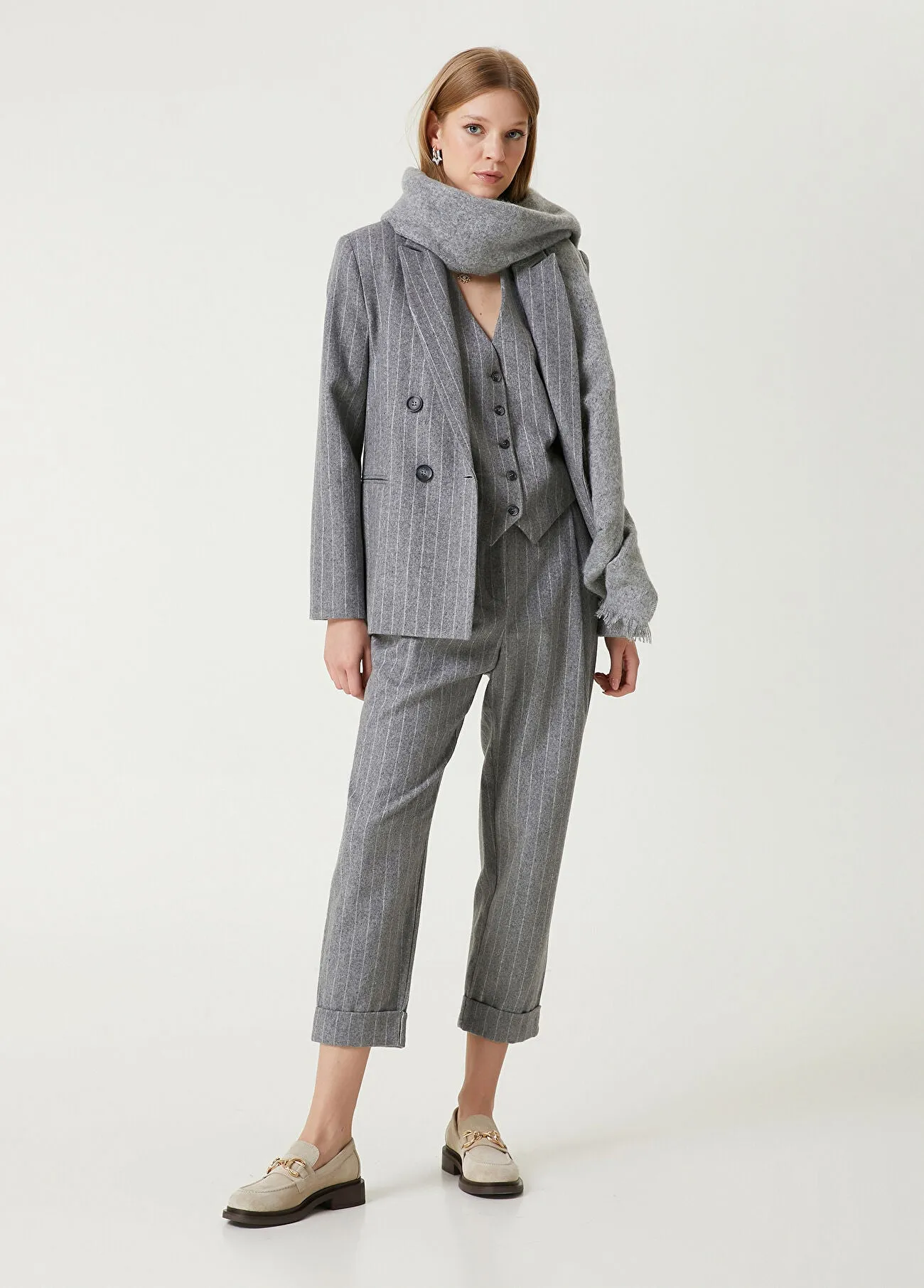 Beymen Club Striped Wool Pants Melange