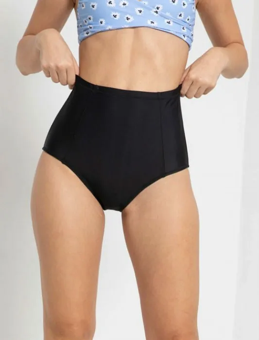 Black High Waist Swim Bottoms