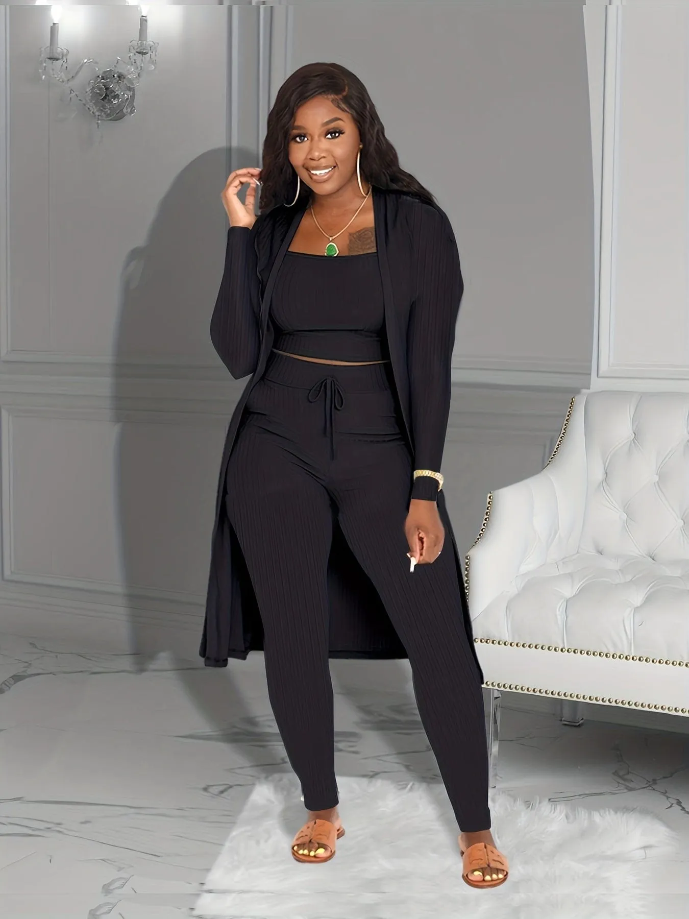 Black Jumpsuit with Tie Waist