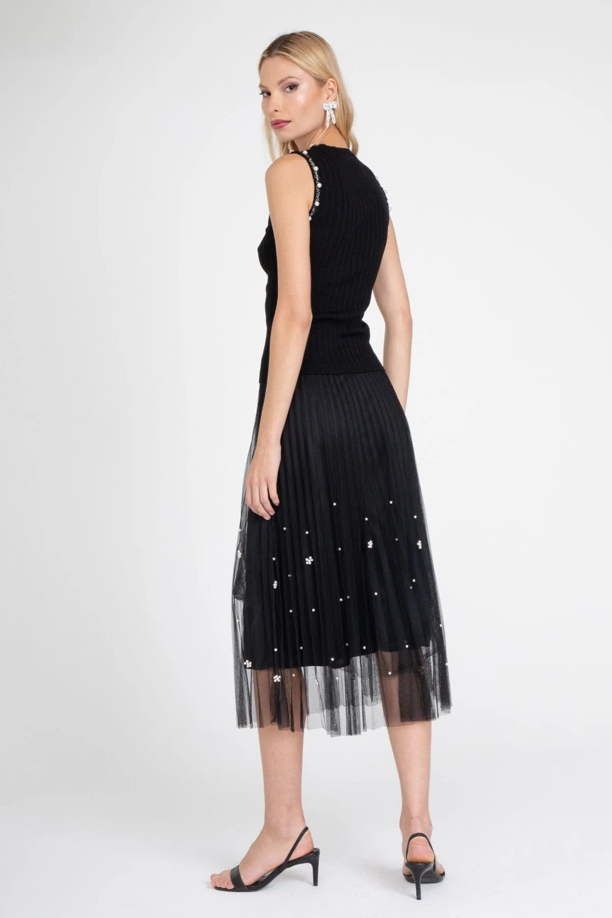 Black Pearl Pleated Skirt