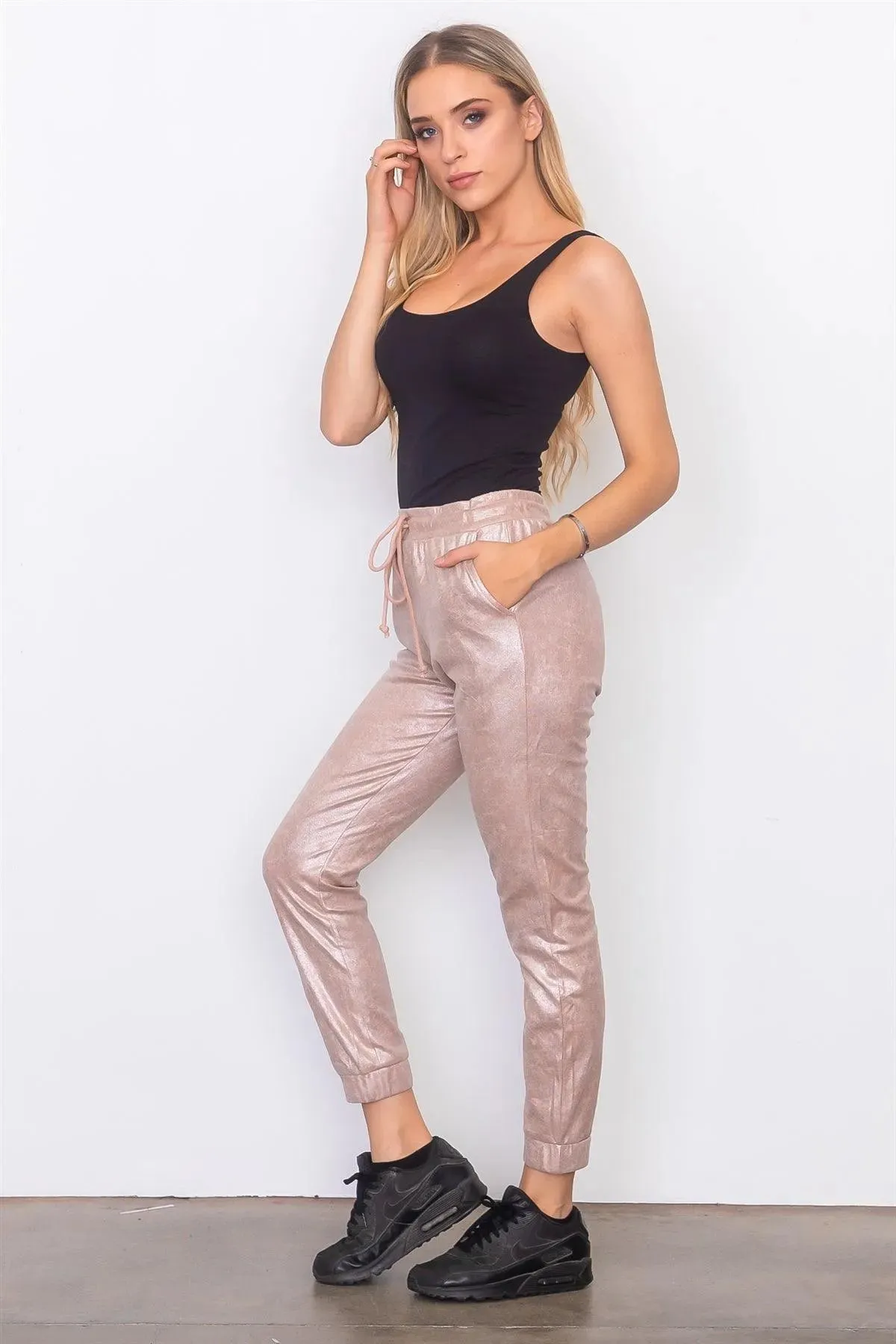 Blush Faux Suede Jogger Pants /3-2-1