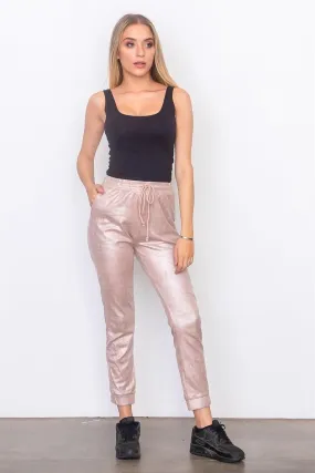 Blush Faux Suede Jogger Pants /3-2-1