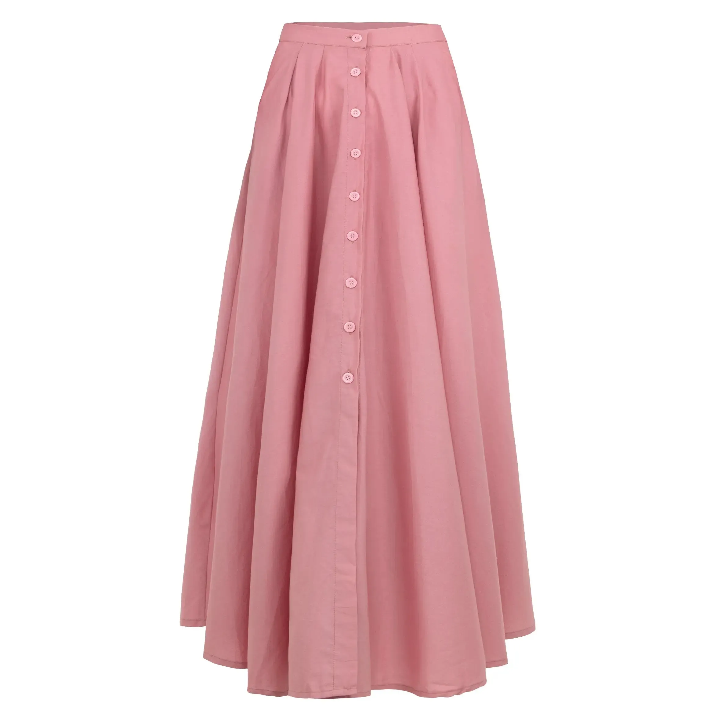 Blush Pink A-Line Maxi Skirt with Elegant Pleats