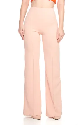 Blush Solid, Full Length Pants In A Flare Style With A High Waist, And Wide Legs