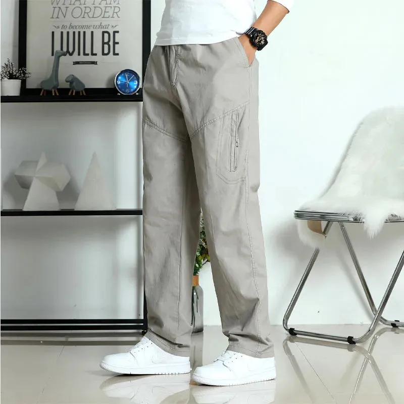 BONSIR  -  2024 New Spring/Summer Fashion Brand Solid Color Multi Pocket Youth Pants Loose and Versatile Simple Large Men's Casual Pants