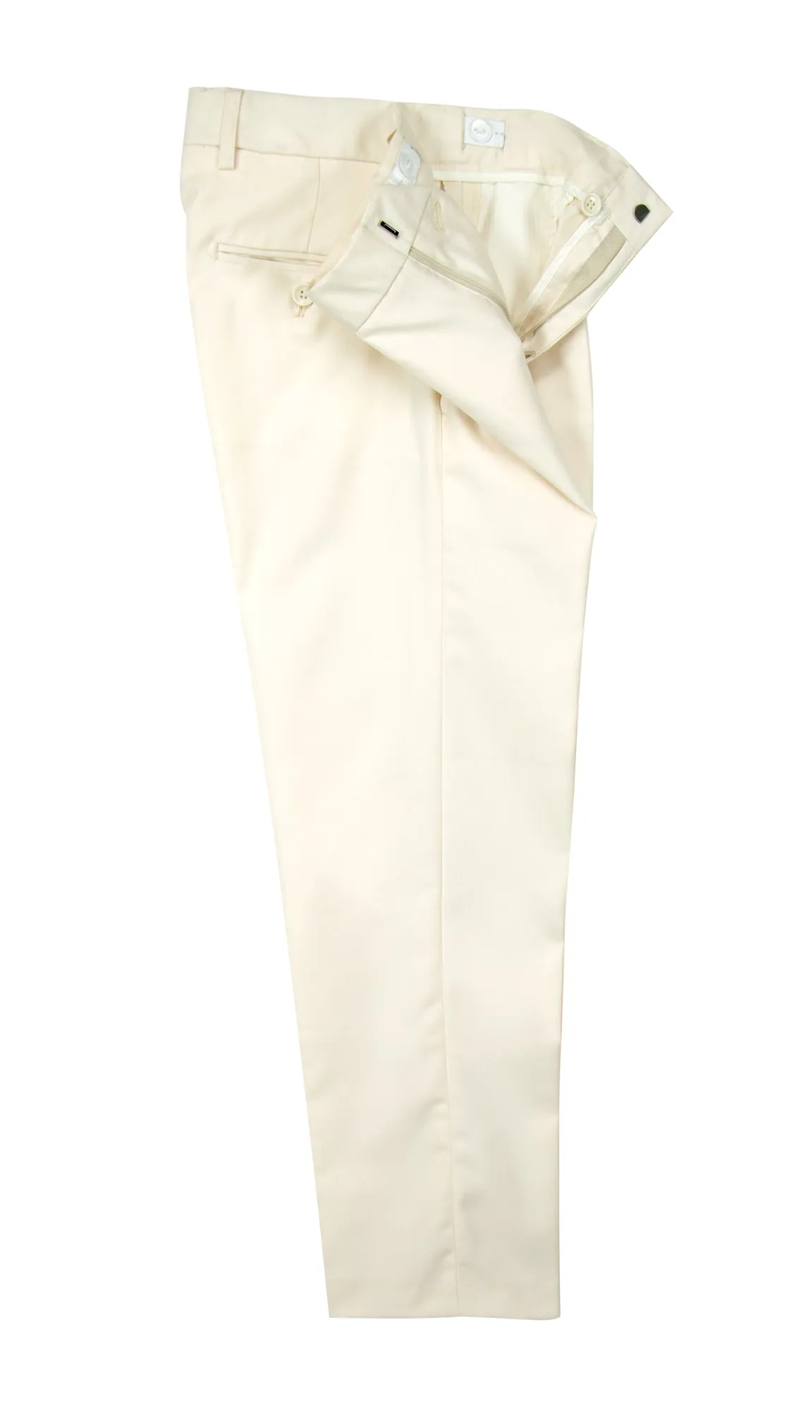 Boys' Off White-C Flat Front Dress Pants