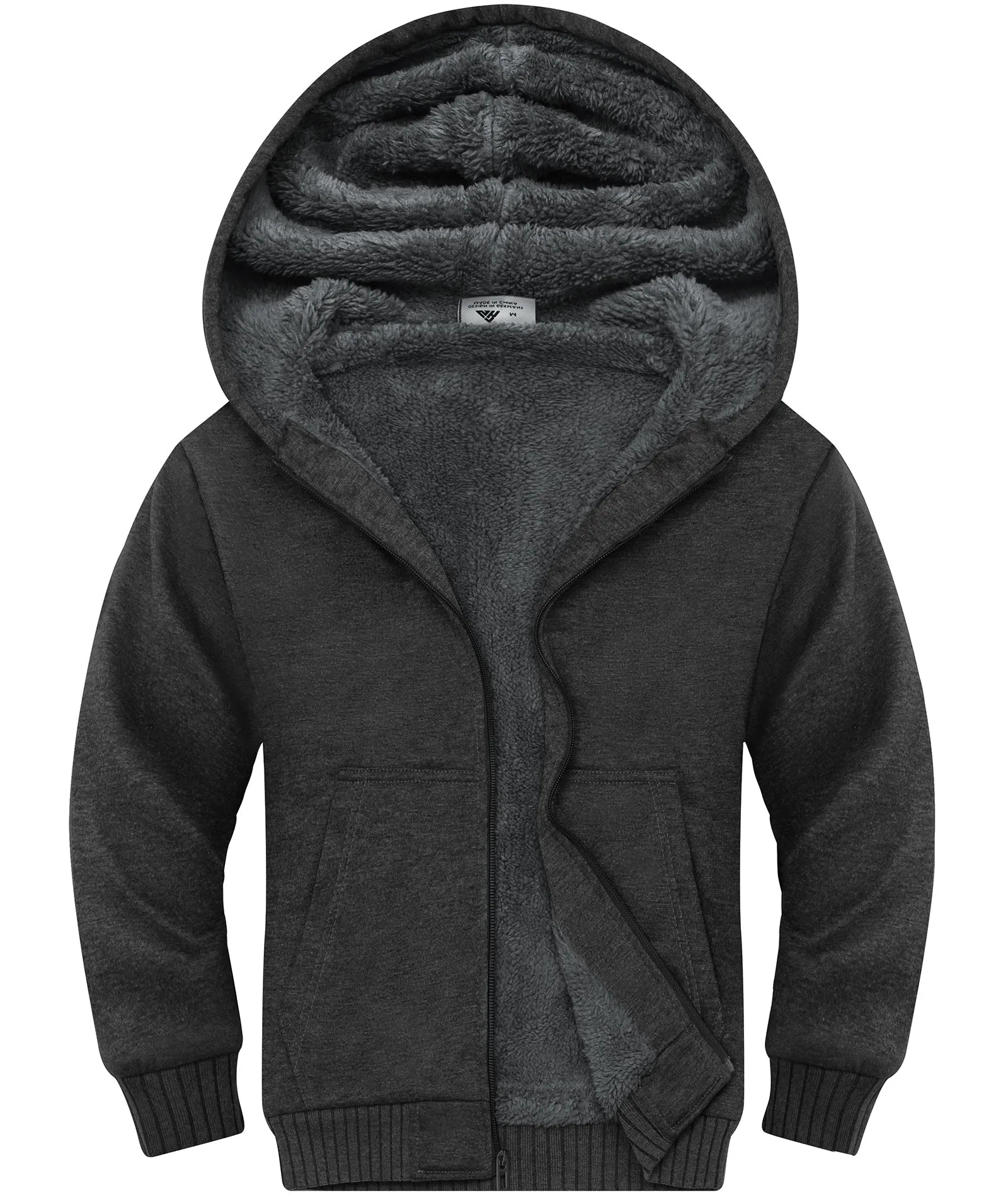 Boy's Sherpa Lined Fleece Hoodie-ZPK005867