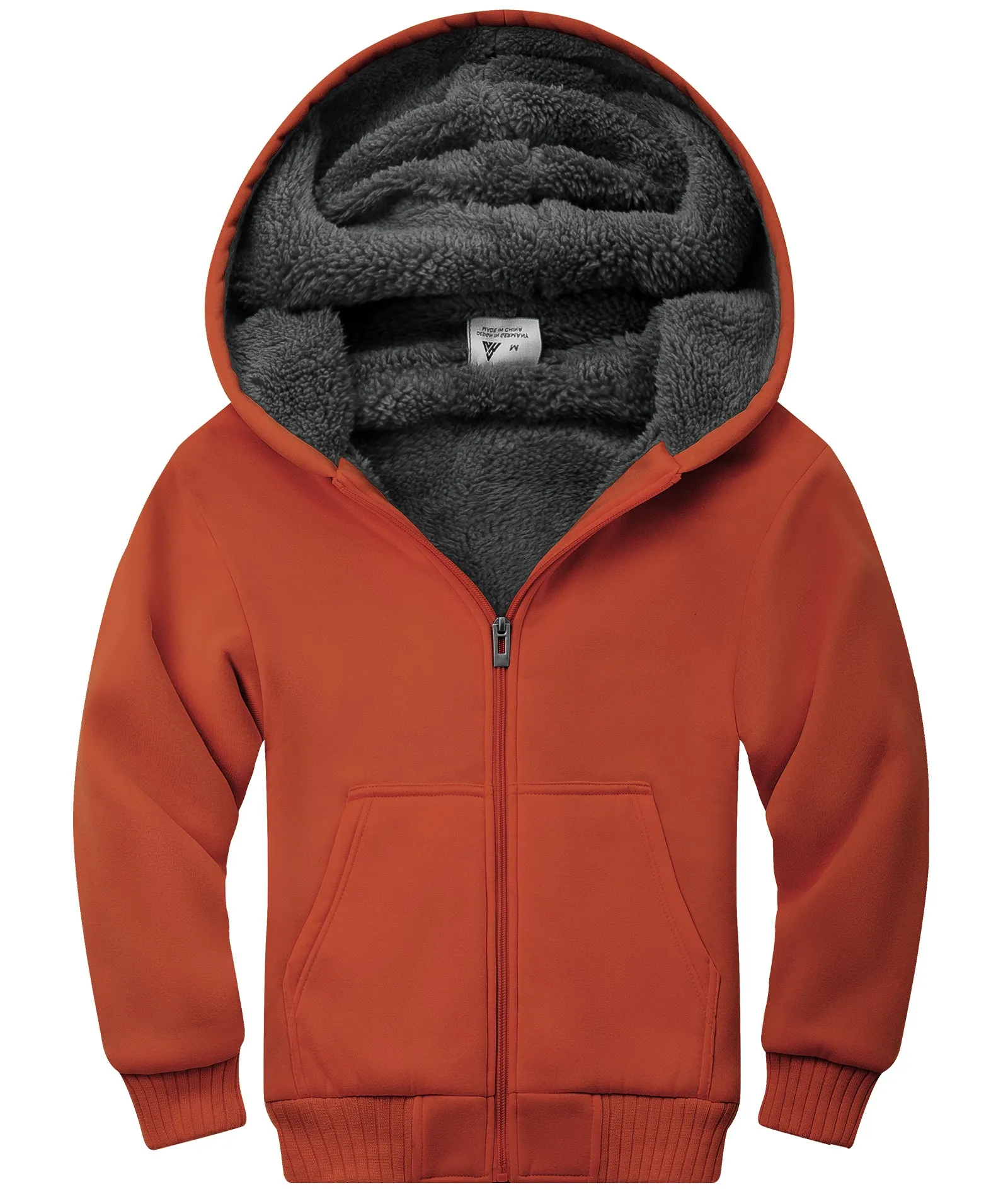 Boy's Sherpa Lined Fleece Hoodie-ZPK005867