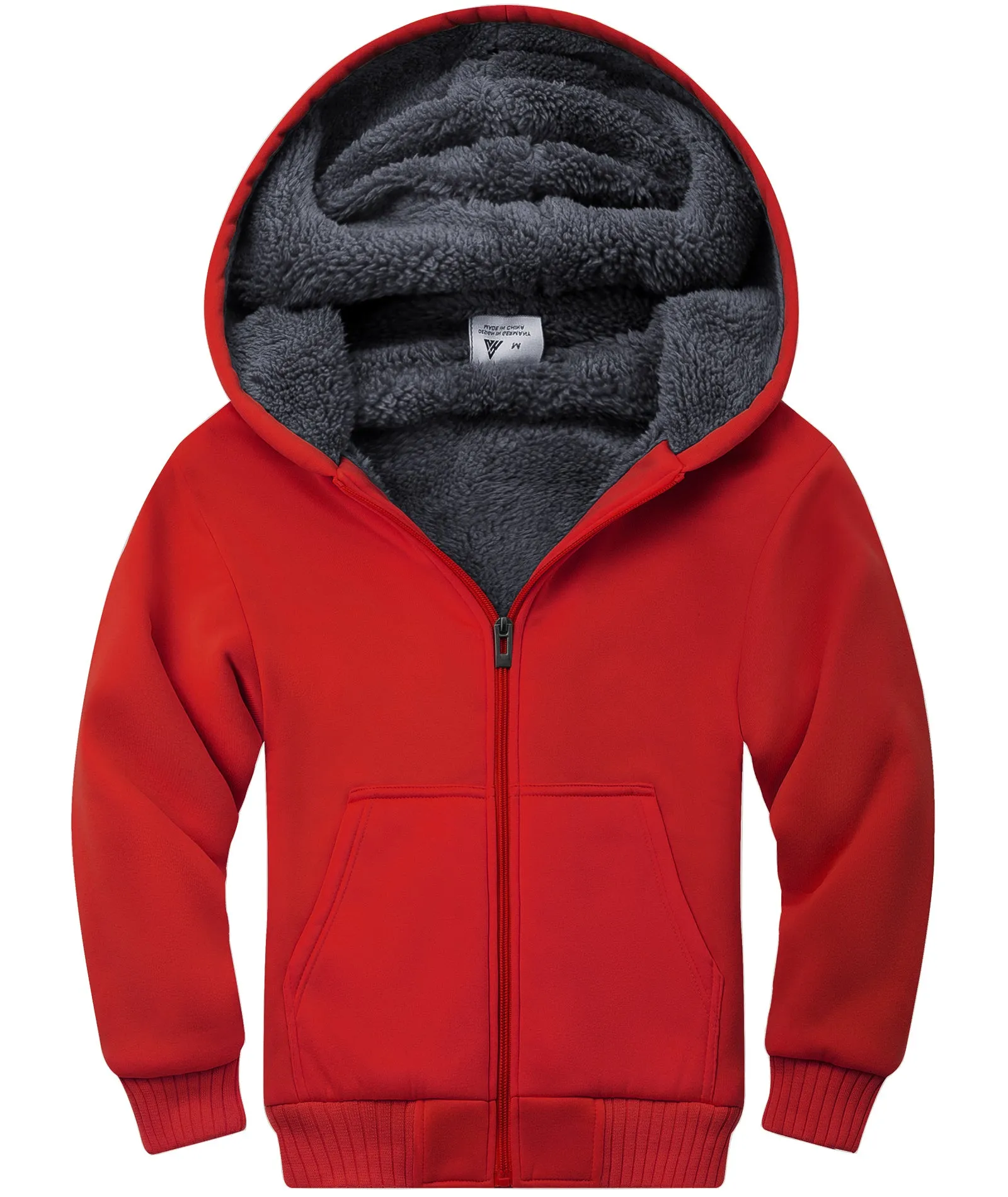 Boy's Sherpa Lined Fleece Hoodie-ZPK005867