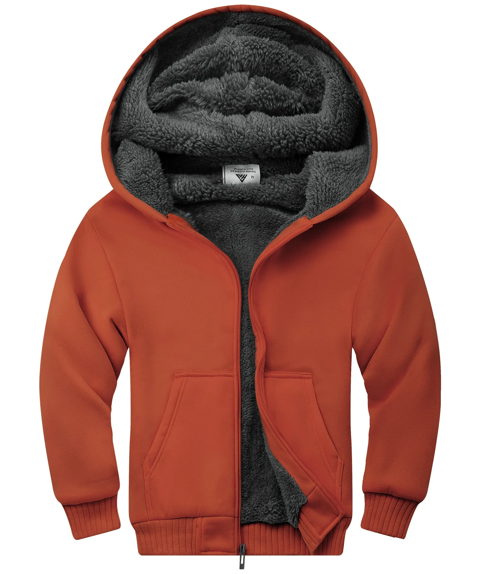 Boy's Sherpa Lined Fleece Hoodie-ZPK005867