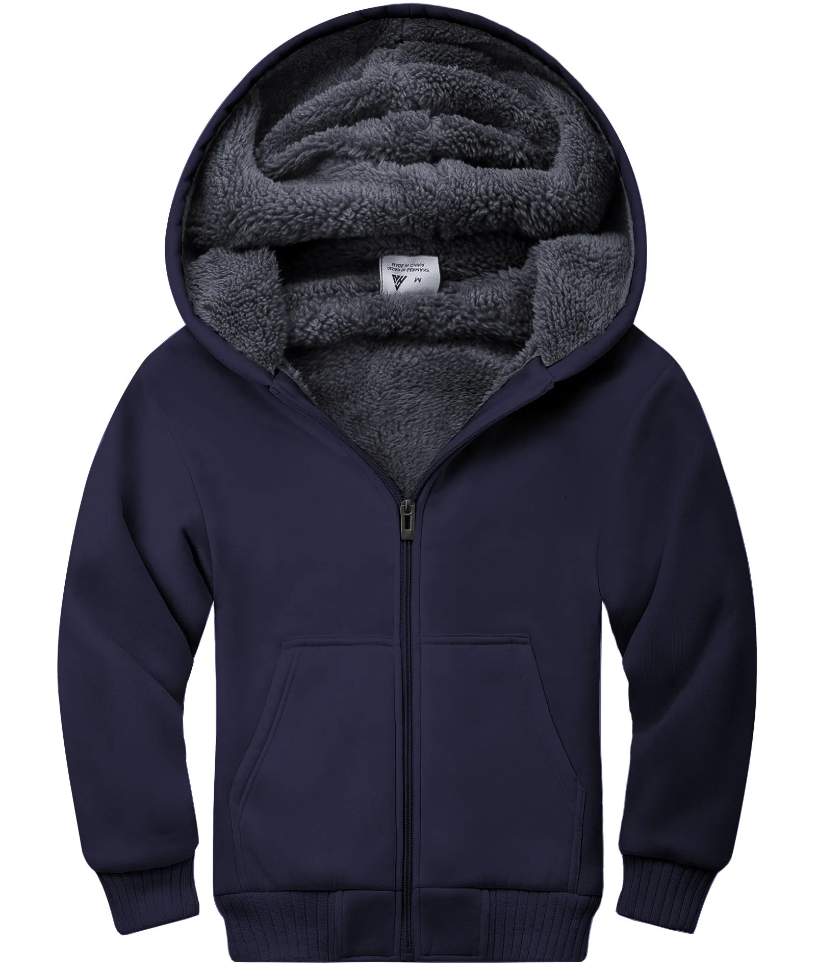 Boy's Sherpa Lined Fleece Hoodie-ZPK005867