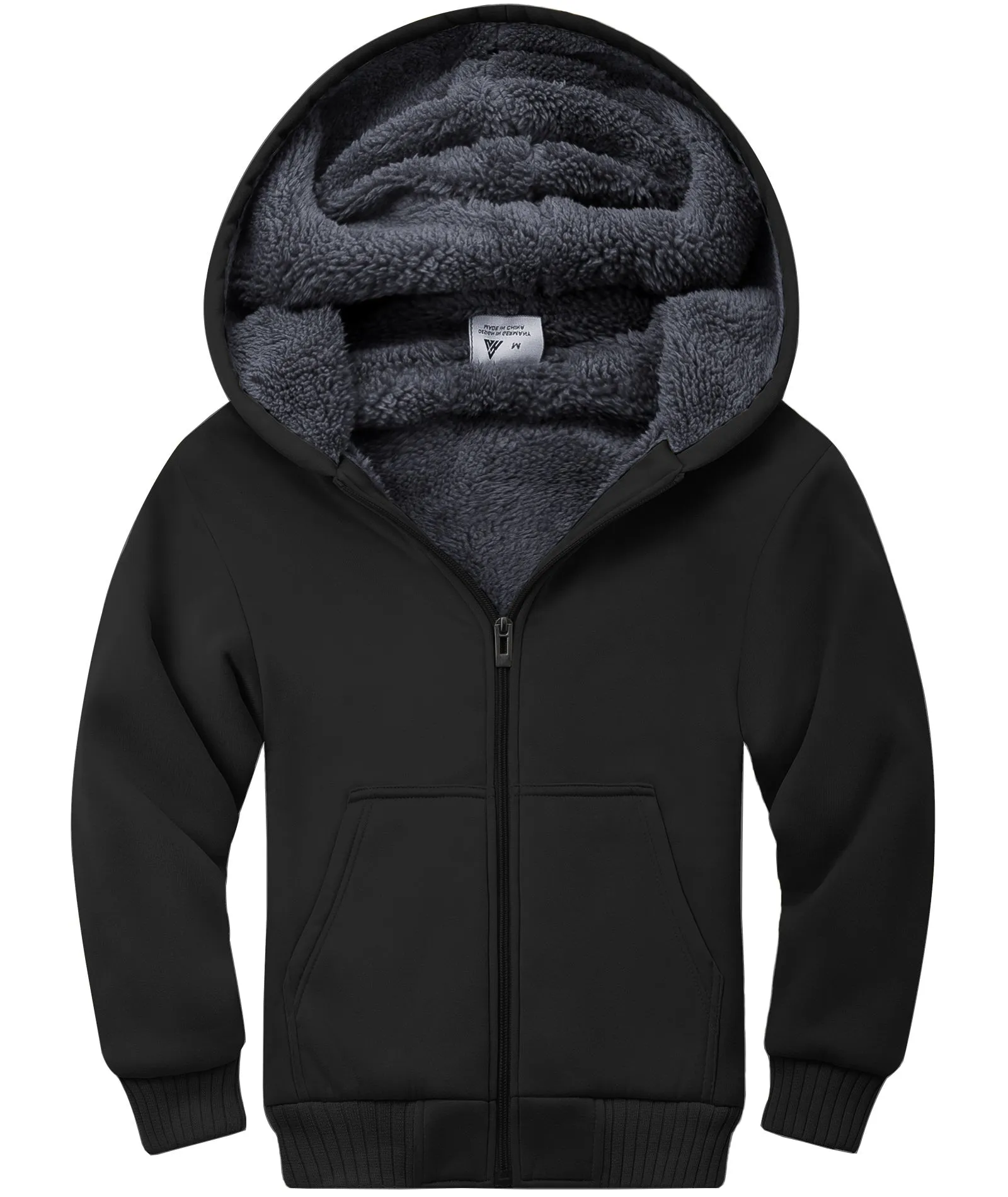 Boy's Sherpa Lined Fleece Hoodie-ZPK005867