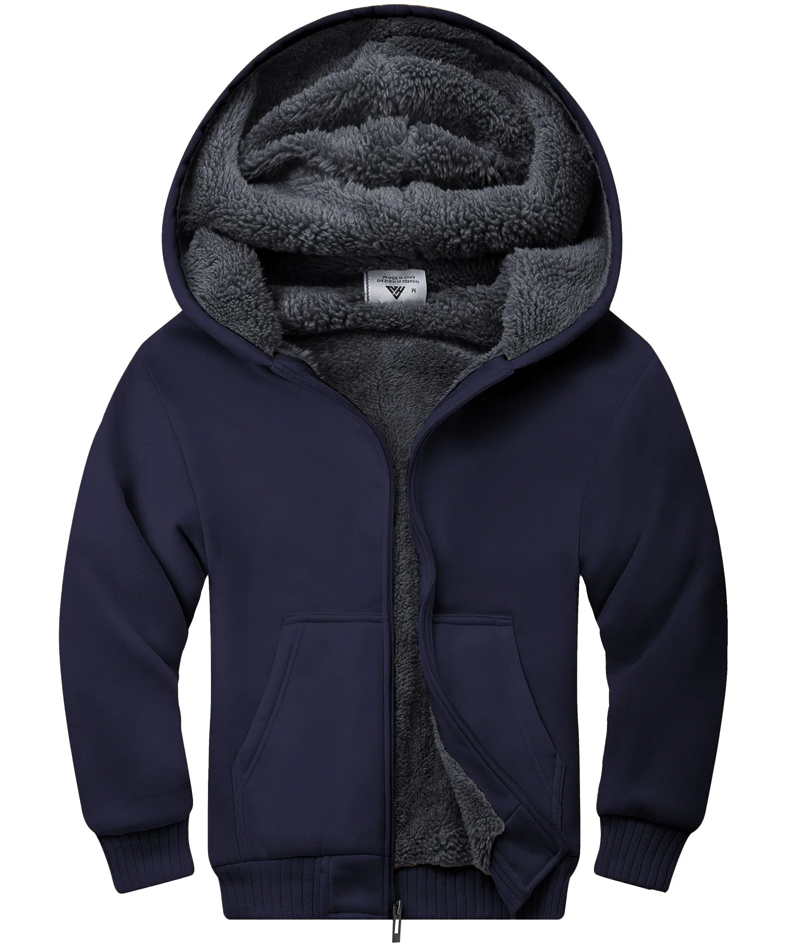 Boy's Sherpa Lined Fleece Hoodie-ZPK005867