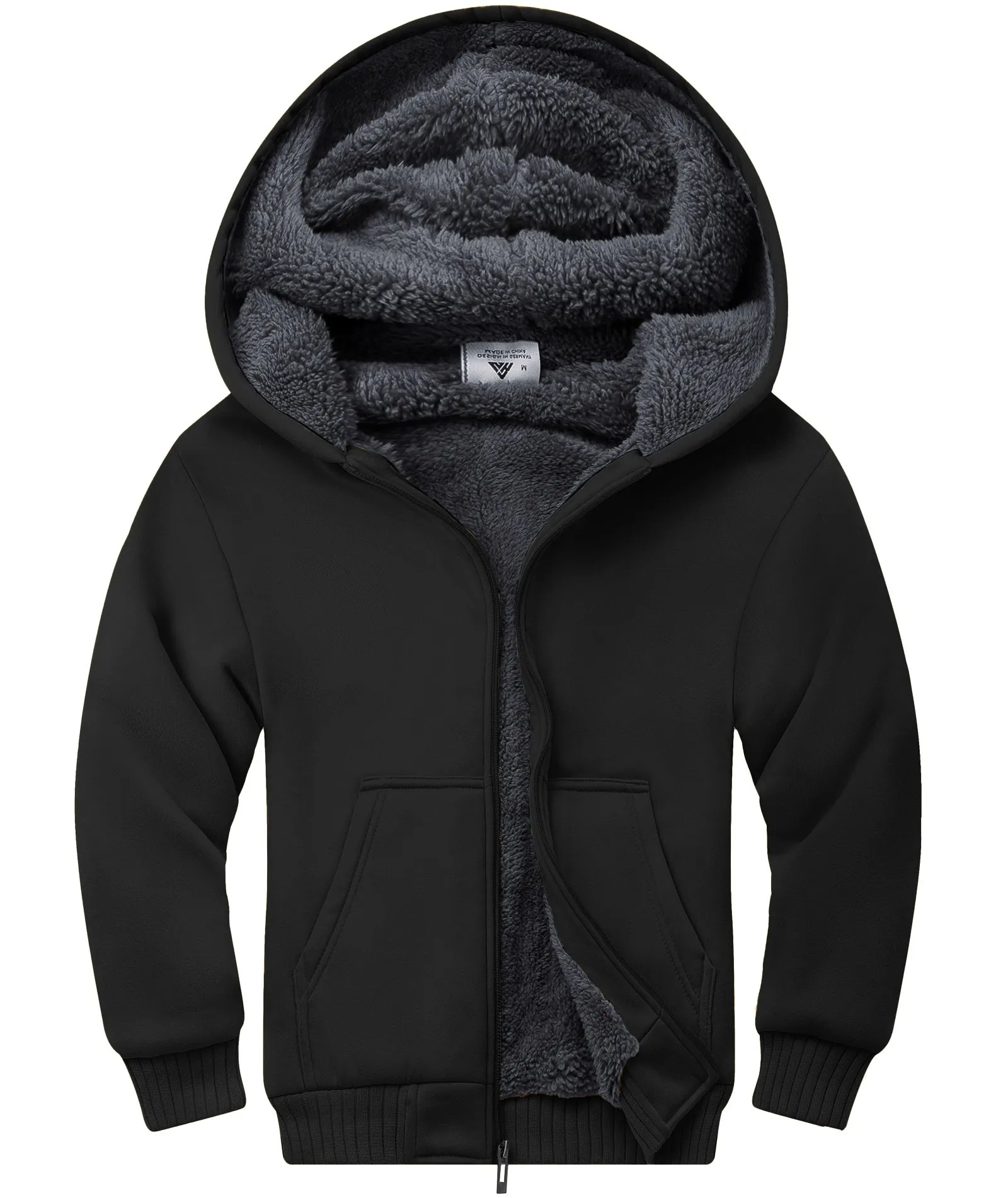 Boy's Sherpa Lined Fleece Hoodie-ZPK005867