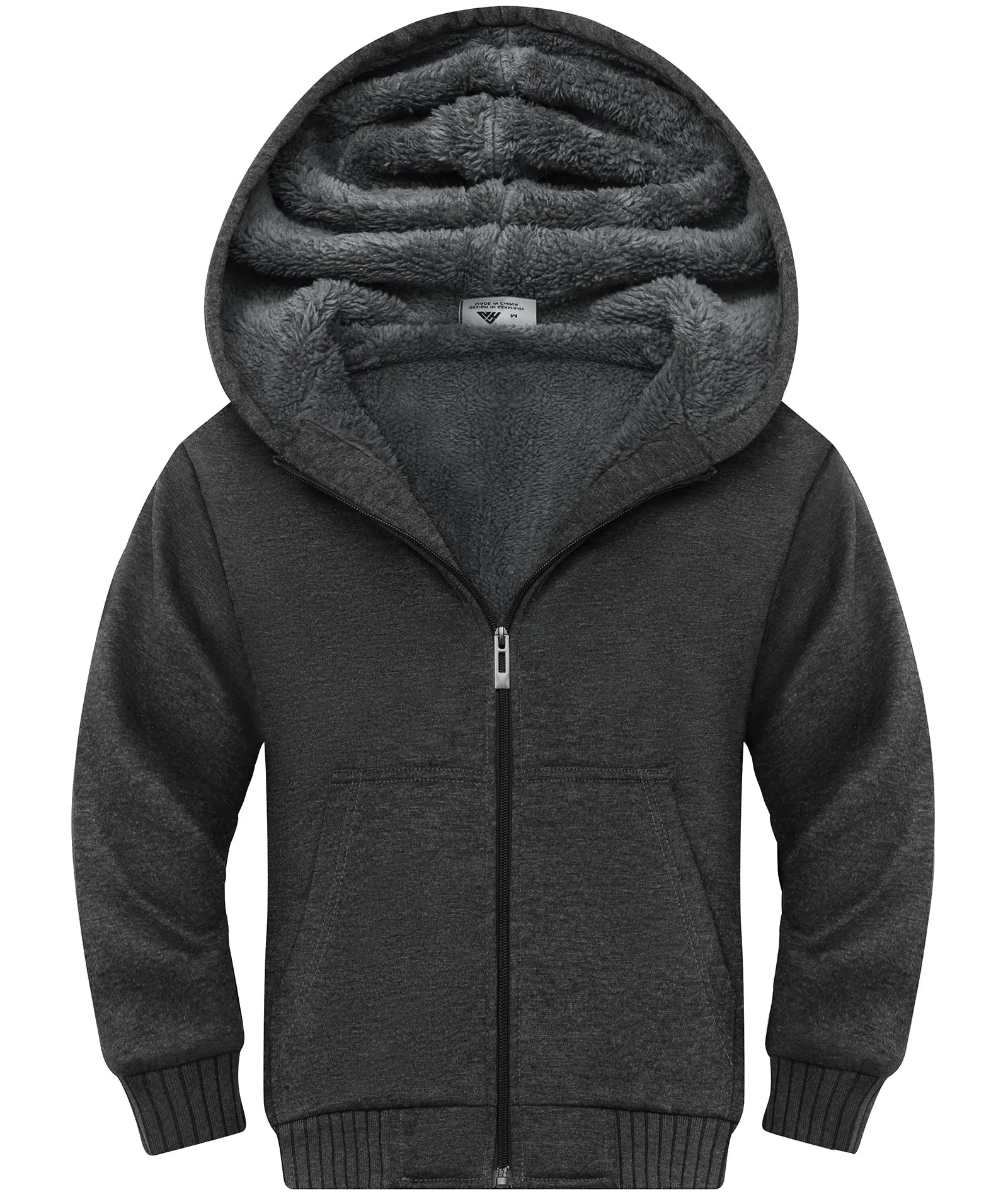 Boy's Sherpa Lined Fleece Hoodie-ZPK005867