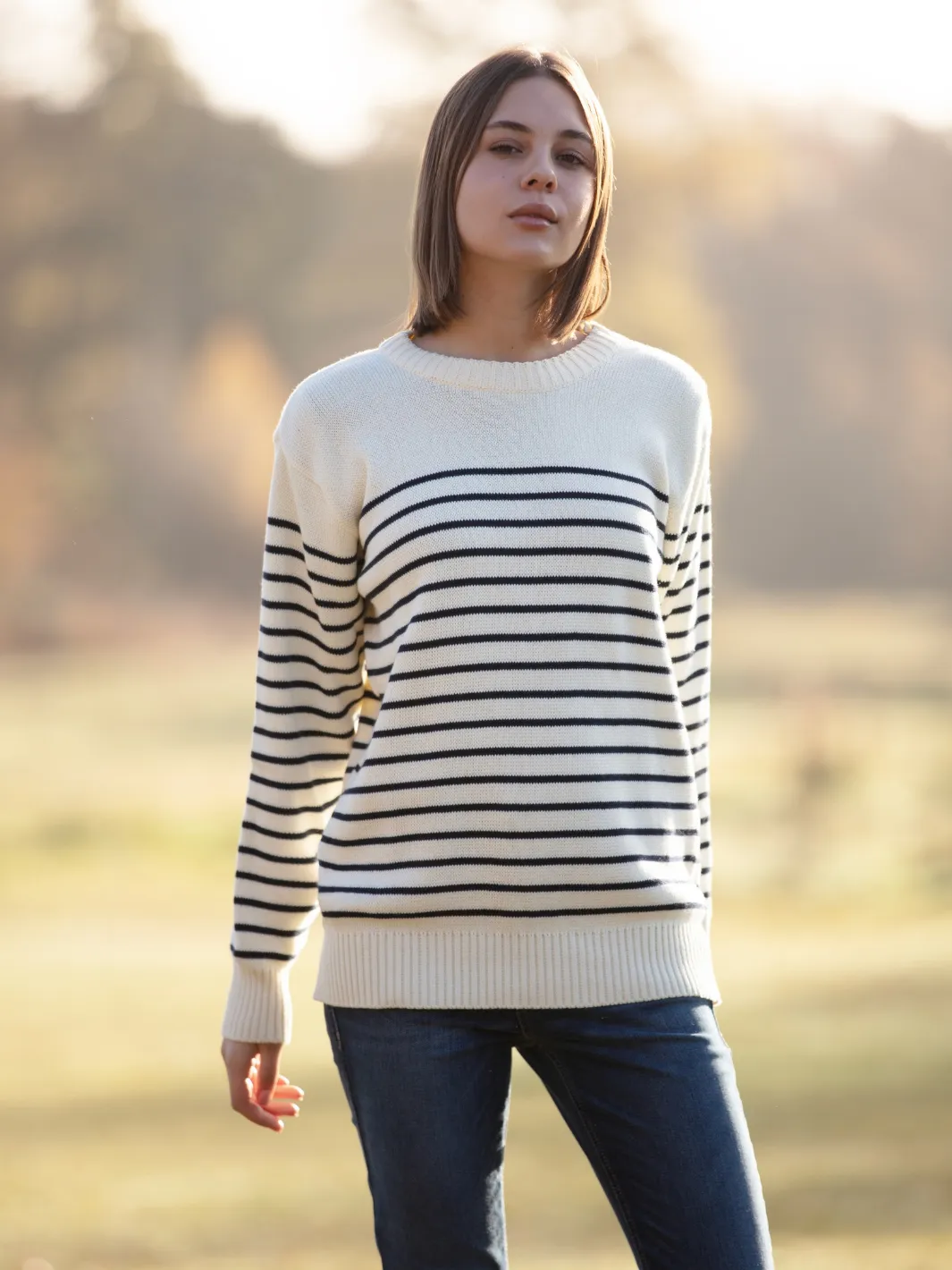 Breton Stripe Sweatshirt - Natural