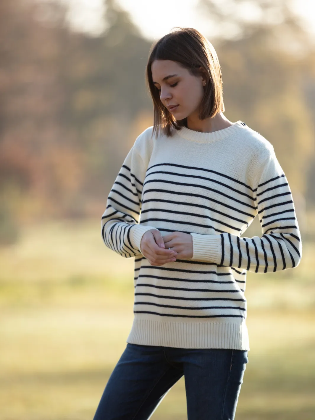 Breton Stripe Sweatshirt - Natural