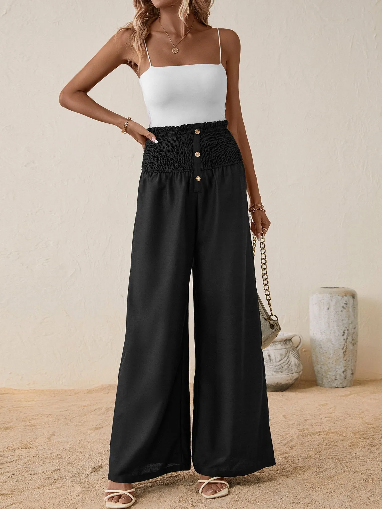 Buttoned Relax Fit Long Pants