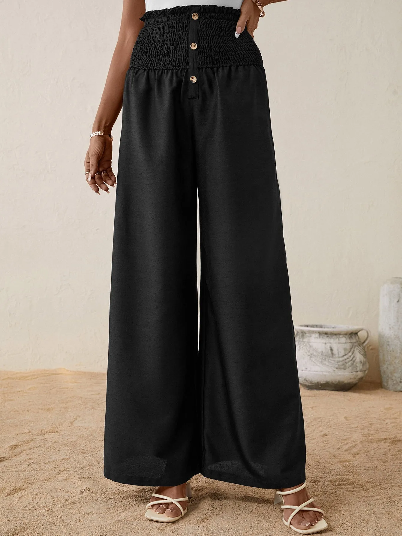 Buttoned Relax Fit Long Pants