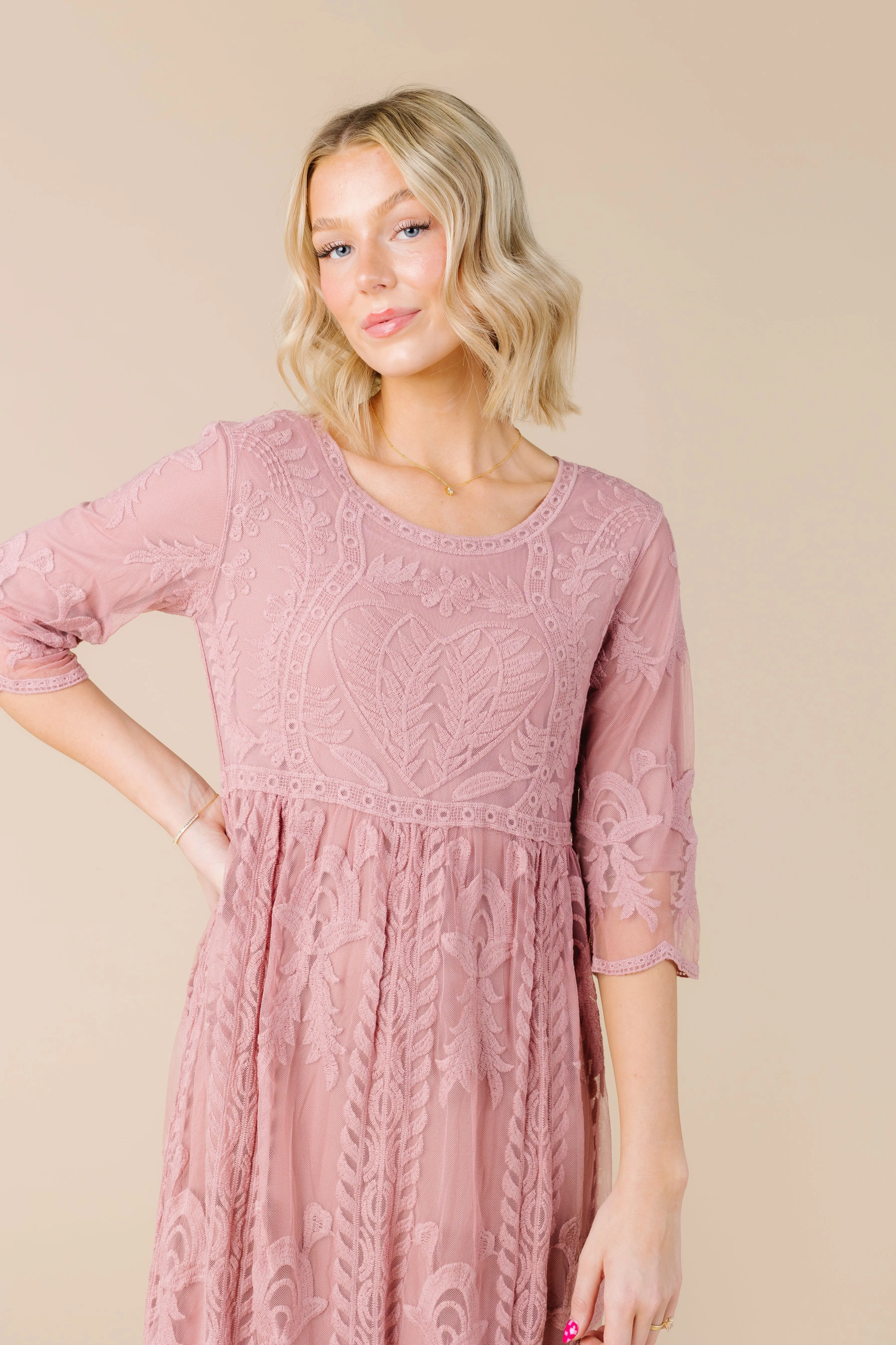 Cameo Lace Dress - Dark Mauve