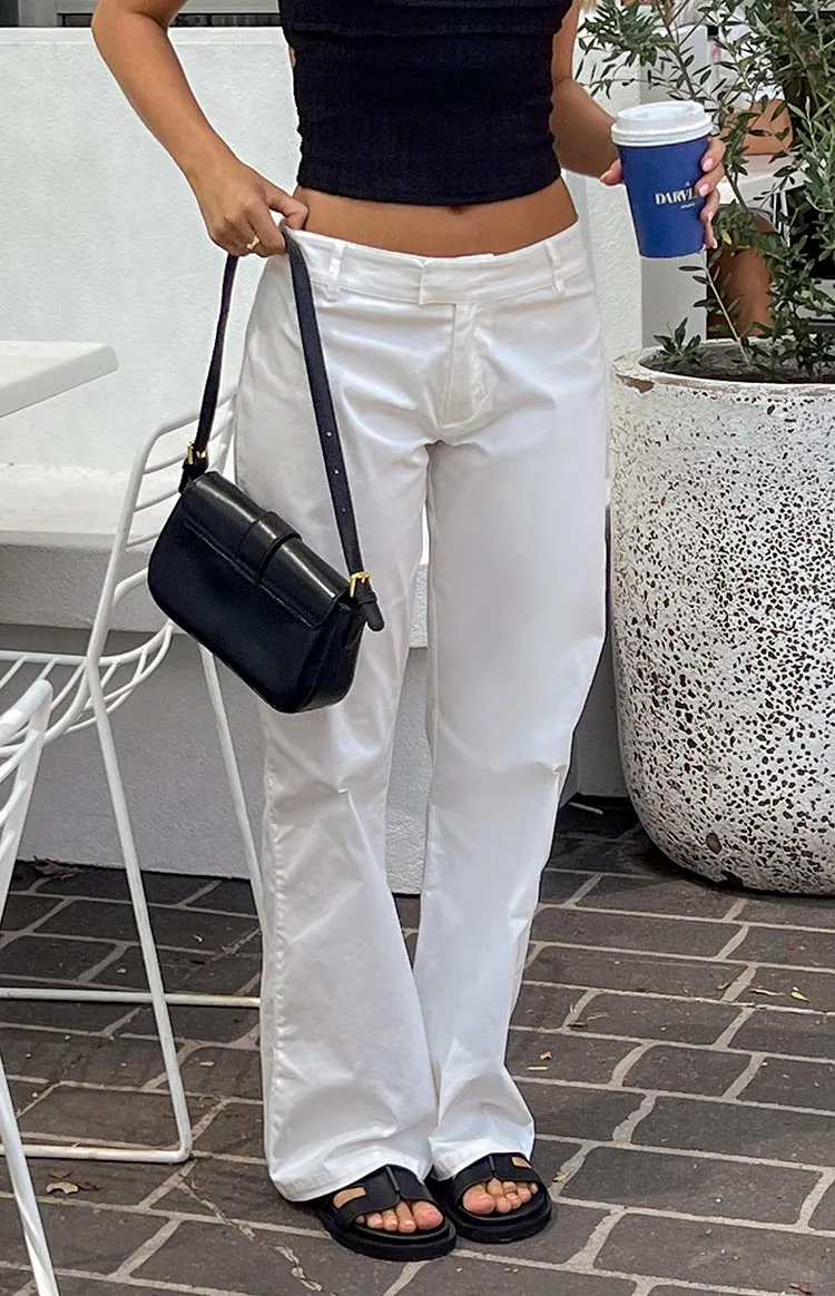 Cathryn White Mid Rise Pants