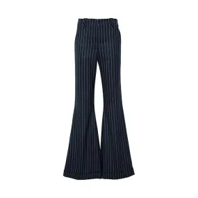 Colorblock Stripe Casual Pant For Women High Waist Spliced Pocket Slimming Minimalist Long Pant Female Fashion New