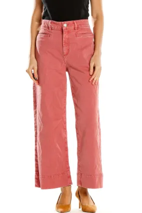 Coral Wide-Leg Cropped Pants