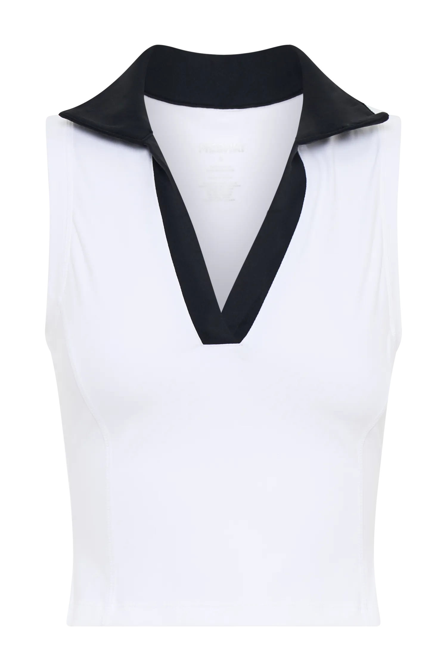 Denver Sleeveless Collared Active Top - Black/White