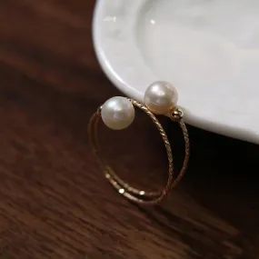 Double wrap Pearl Ring