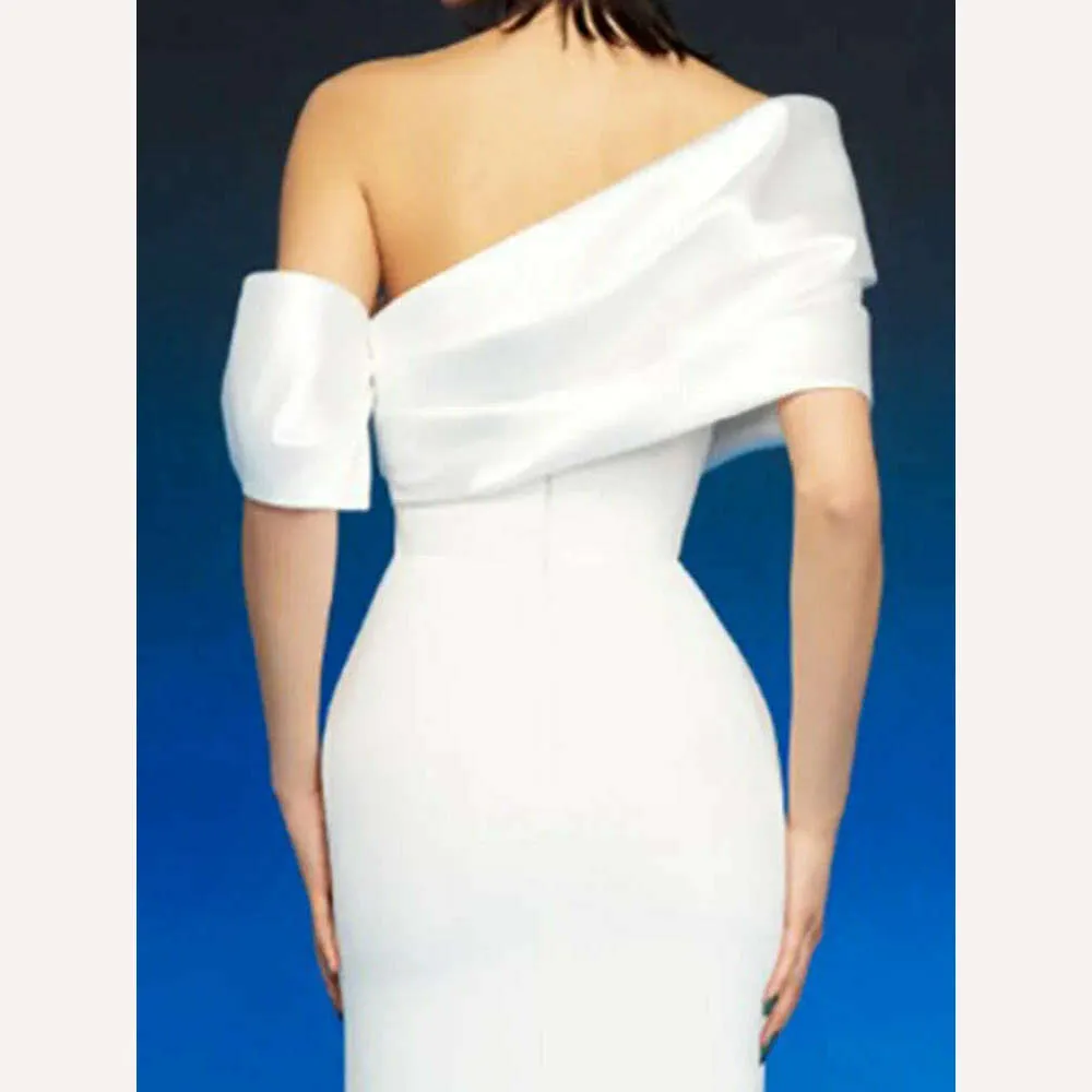 Elegant High Waist Split Women's Evening Dress with Diagonal Collar Pleated Design Customizable for Spring Season