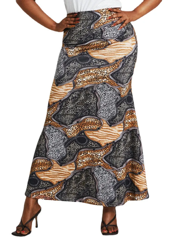 Ethnic Print High Waist Bodycon Vintage Long Skirt