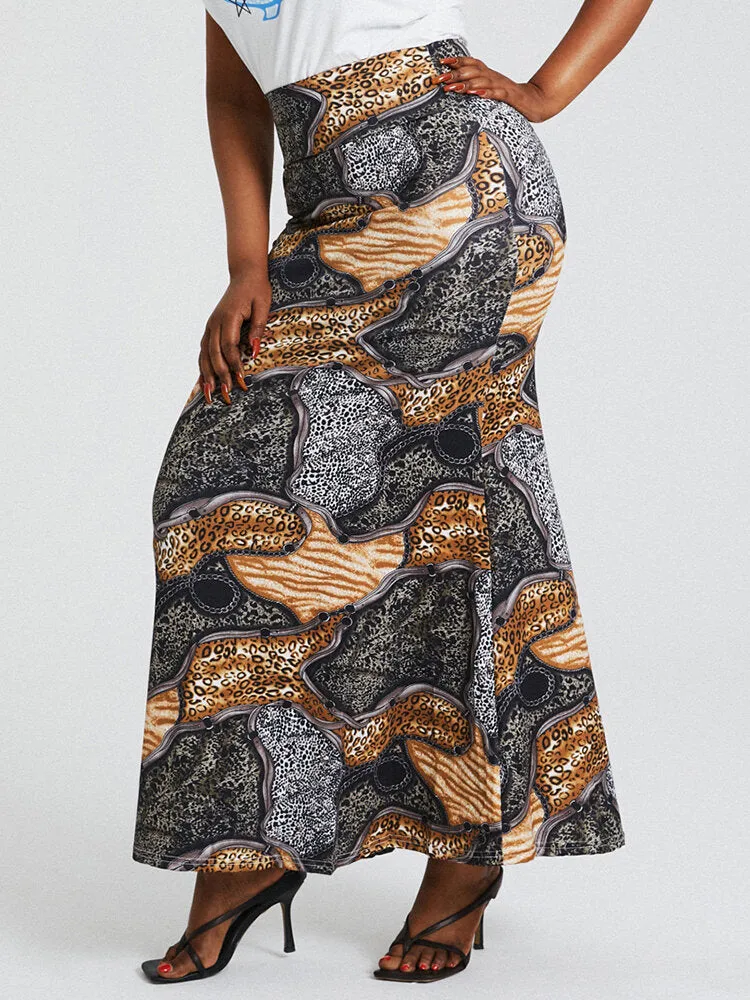 Ethnic Print High Waist Bodycon Vintage Long Skirt